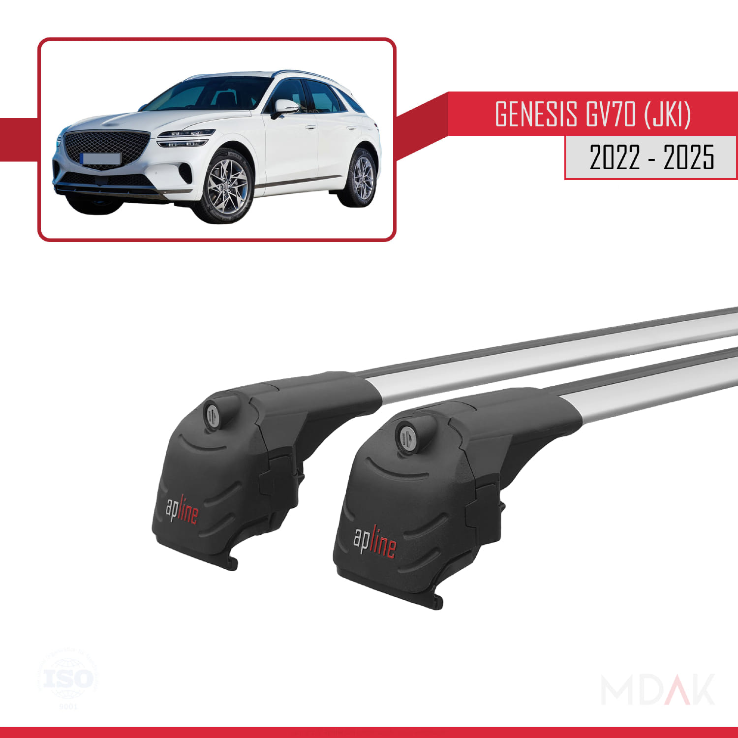 Genesis GV70 (JK1) 2022 ve Sonrası Arası ile Uyumlu ACE-2 Ara Atkı Tavan Barı Gri 2 Adet - Görsel 3