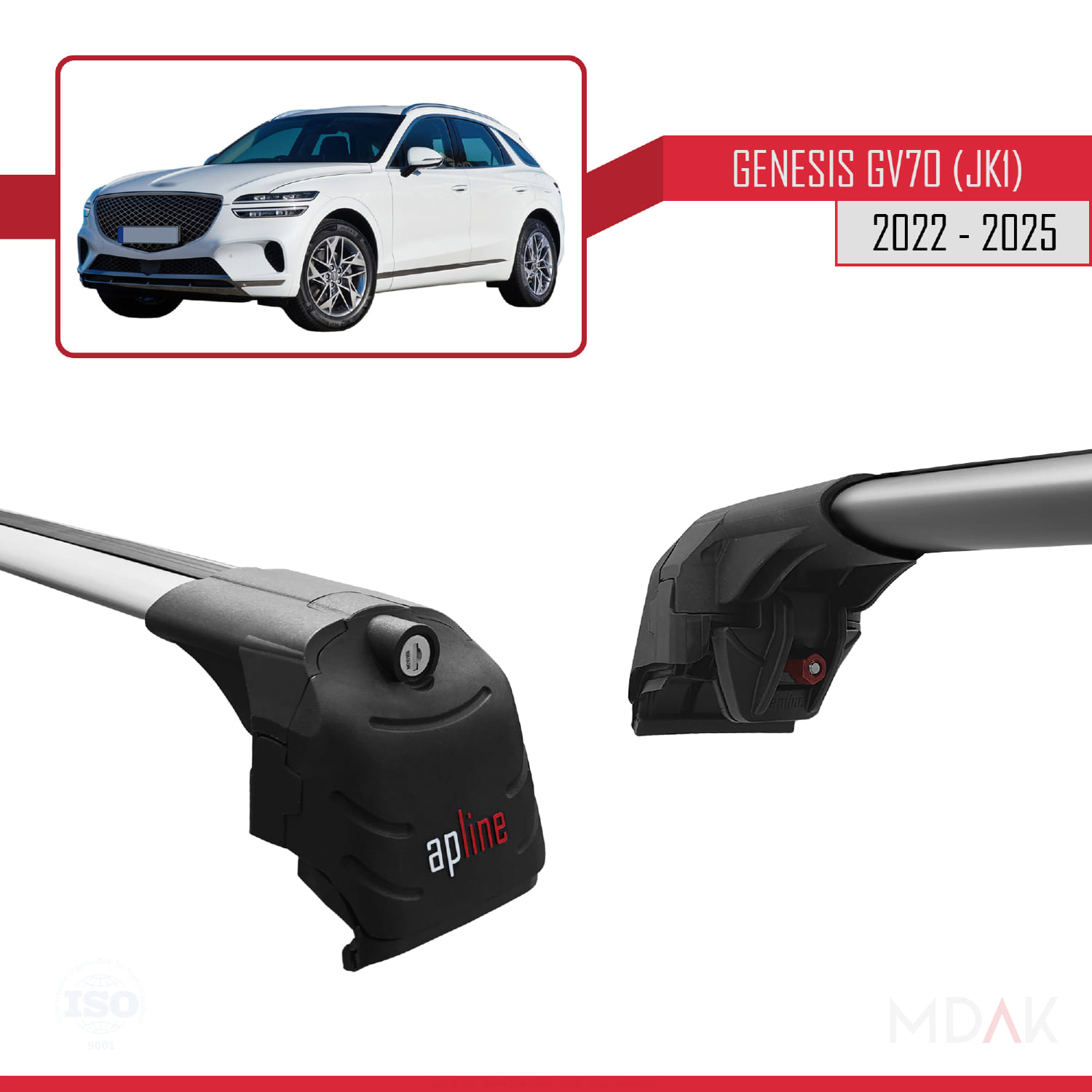Genesis GV70 (JK1) 2022 ve Sonrası Arası ile Uyumlu ACE-2 Ara Atkı Tavan Barı Gri 2 Adet - Görsel 4