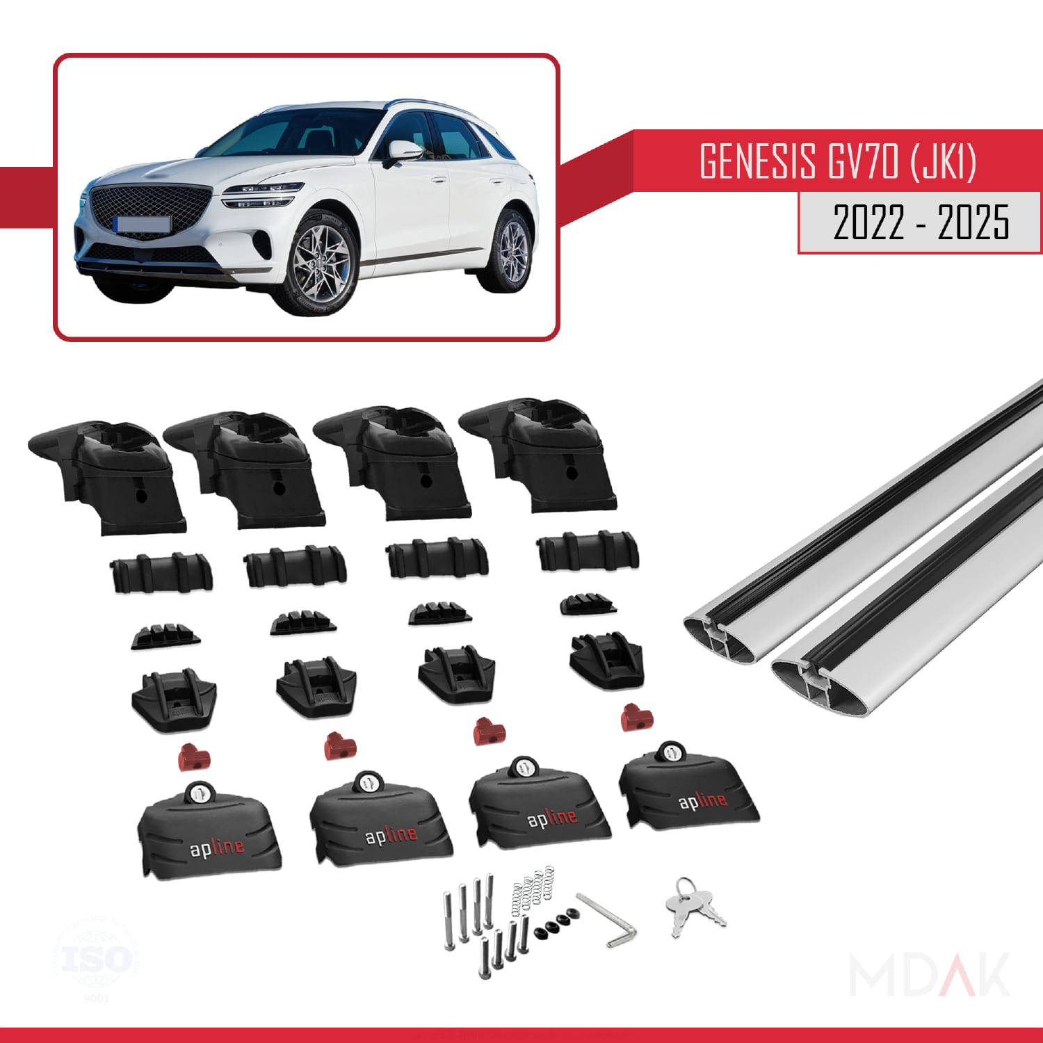 Genesis GV70 (JK1) 2022 ve Sonrası Arası ile Uyumlu ACE-2 Ara Atkı Tavan Barı Gri 2 Adet - Görsel 6