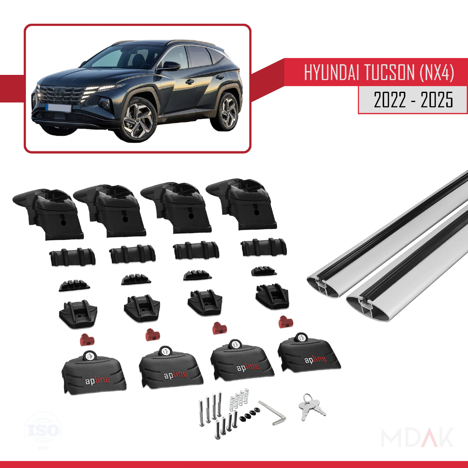 Hyundai Tucson 4 (NX4) 2022 ve Sonrası ile Uyumlu ACE-2 Ara Atkı Tavan Barı Gri 2 Adet - Görsel 6
