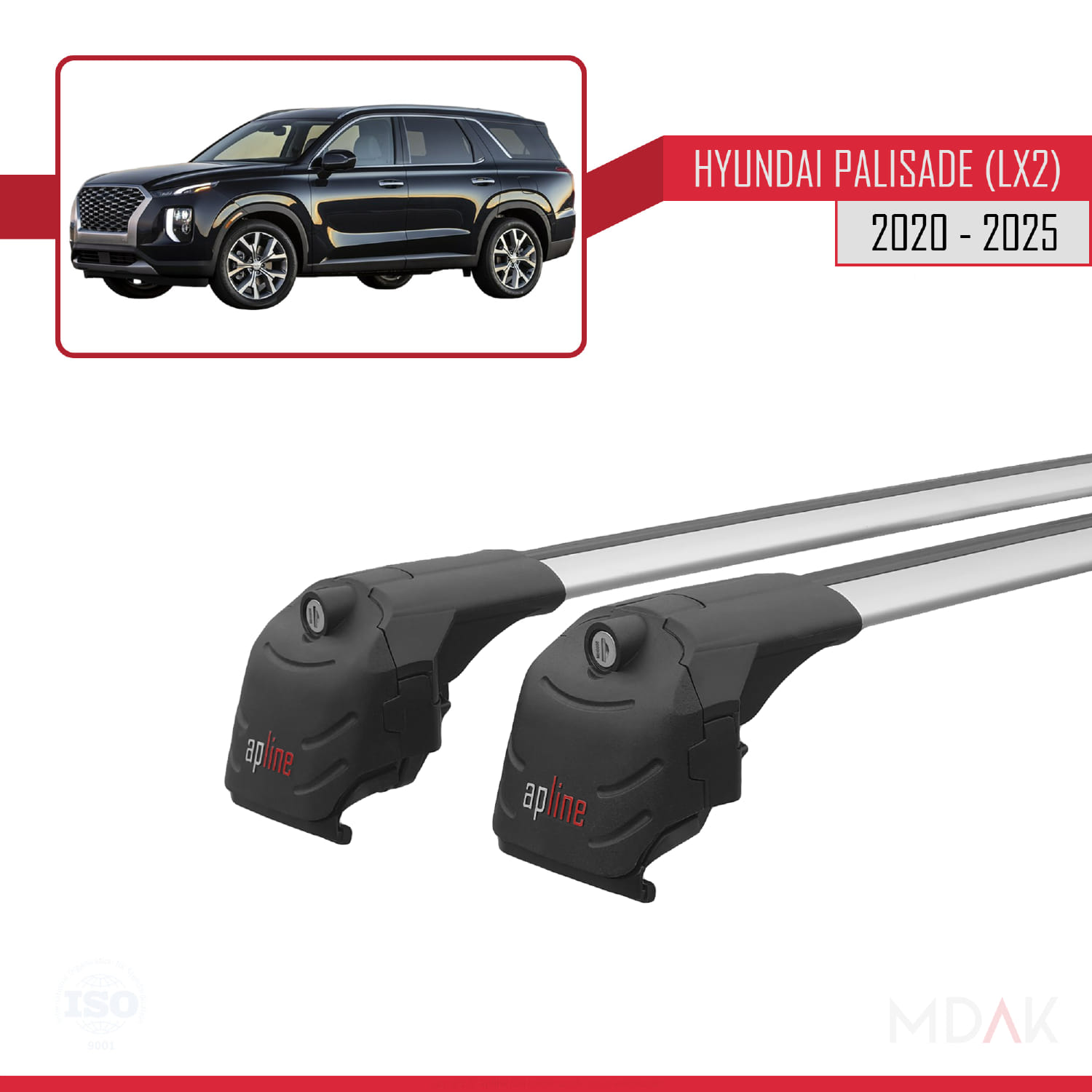 Hyundai Palisade (LX2) 2020 ve Sonrası ile Uyumlu ACE-2 Ara Atkı Tavan Barı Gri 2 Adet - Görsel 3