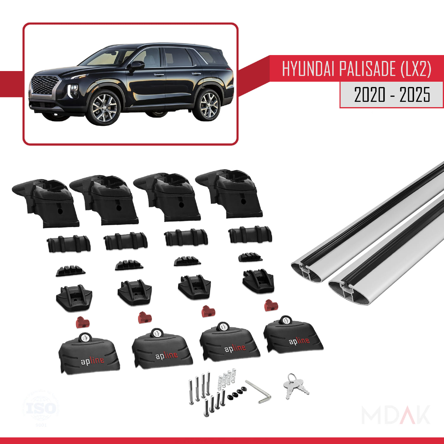 Hyundai Palisade (LX2) 2020 ve Sonrası ile Uyumlu ACE-2 Ara Atkı Tavan Barı Gri 2 Adet - Görsel 6