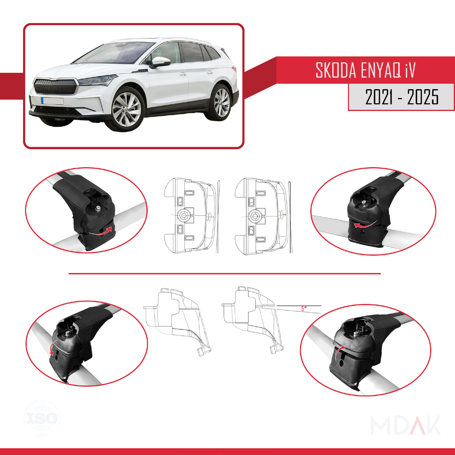 Skoda Enyaq 2021 ve Sonrası ile Uyumlu ACE-2 Ara Atkı Tavan Barı Gri 2 Adet - Görsel 5