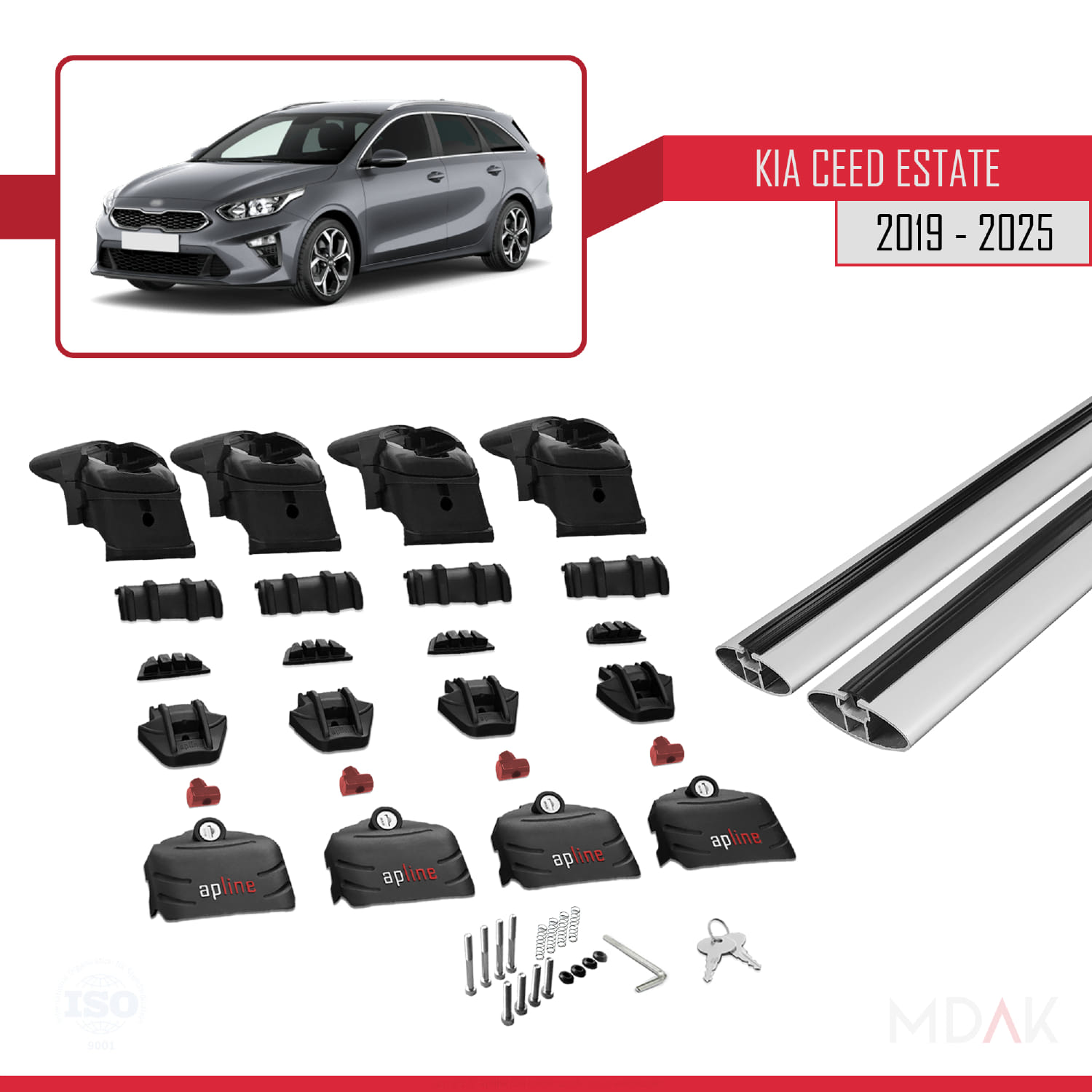 Kia Ceed 3 (CD) SW 2019 ve Sonrası ile Uyumlu ACE-2 Ara Atkı Tavan Barı Gri 2 Adet - Görsel 6