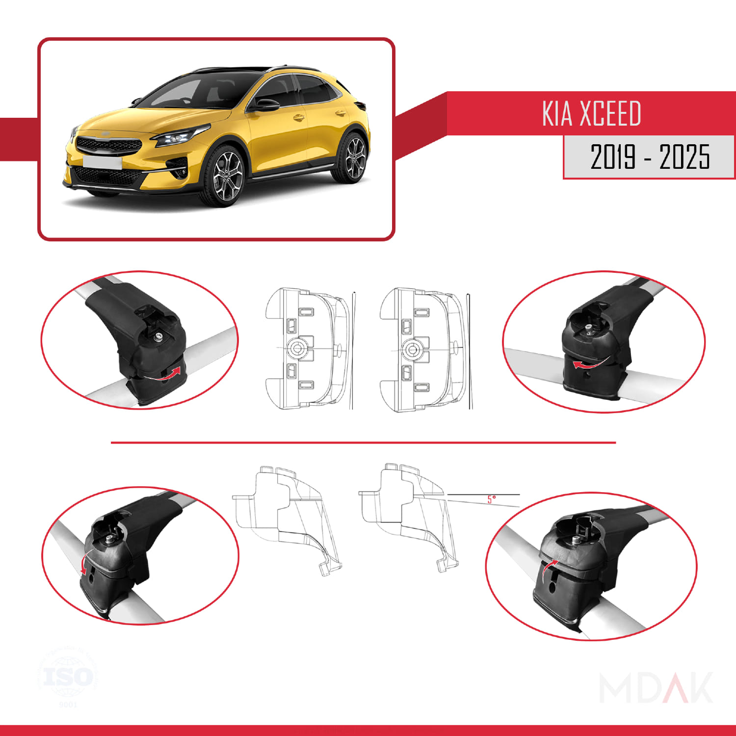 Kia XCeed (CD) 2019 ve Sonrası ile Uyumlu ACE-2 Ara Atkı Tavan Barı Gri 2 Adet - Görsel 5