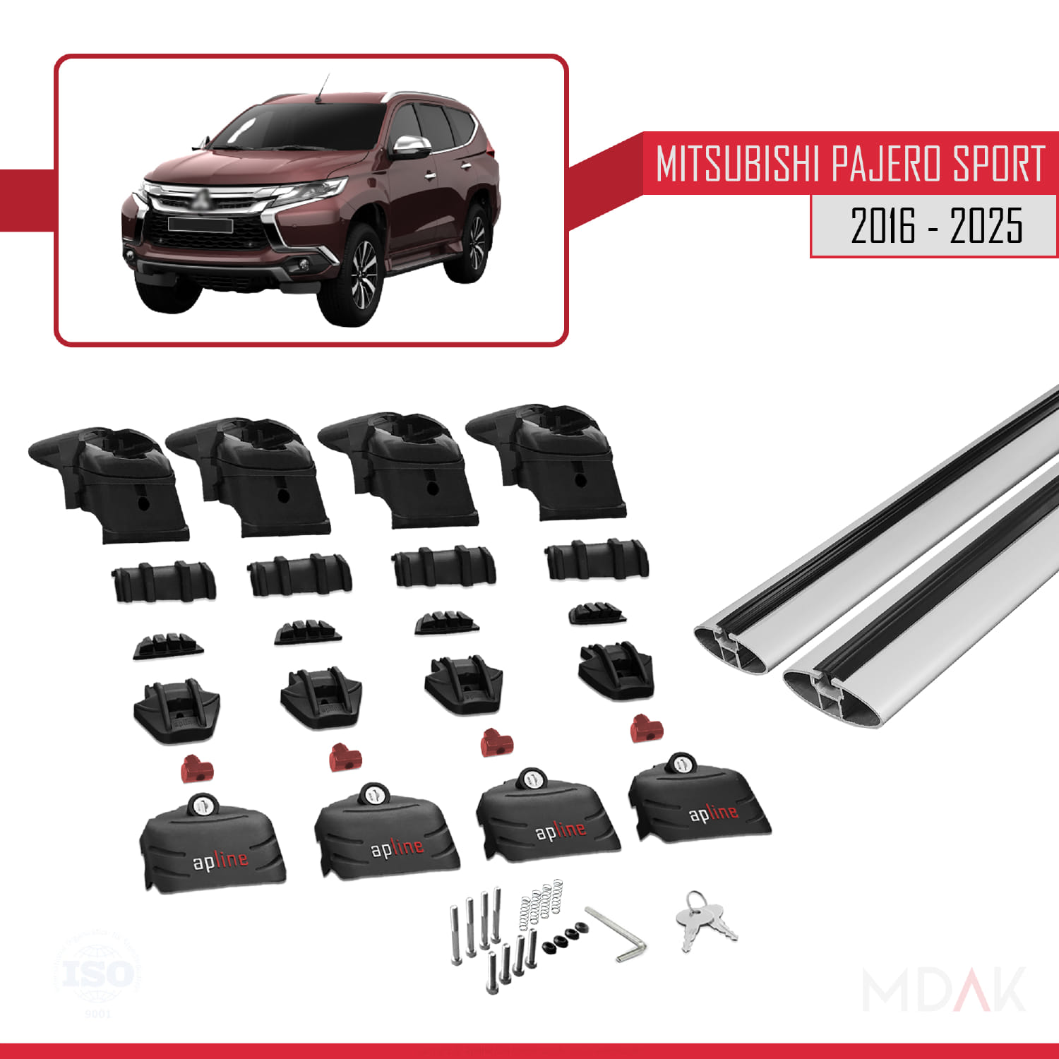 Mitsubishi Pajero Sport 3 2016 ve Sonrası ile Uyumlu ACE-2 Ara Atkı Tavan Barı Gri 2 Adet - Görsel 6