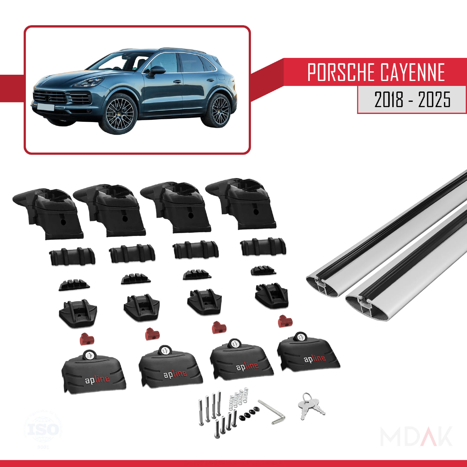 Porsche Cayenne 3 (9YA) 2018 ve Sonrası ile Uyumlu ACE-2 Ara Atkı Tavan Barı Gri 2 Adet - Görsel 6