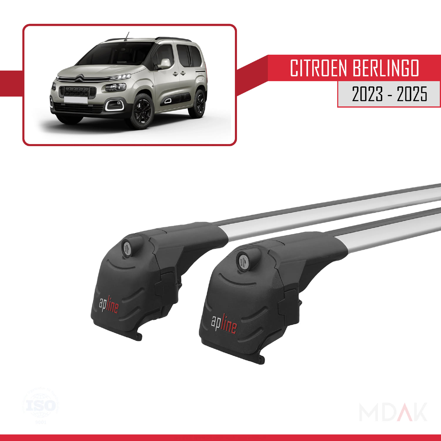 Citroen Berlingo 3 (K9) 2023 ve Sonrası ile Uyumlu ACE-2 Ara Atkı Tavan Barı Gri 2 Adet - Görsel 4