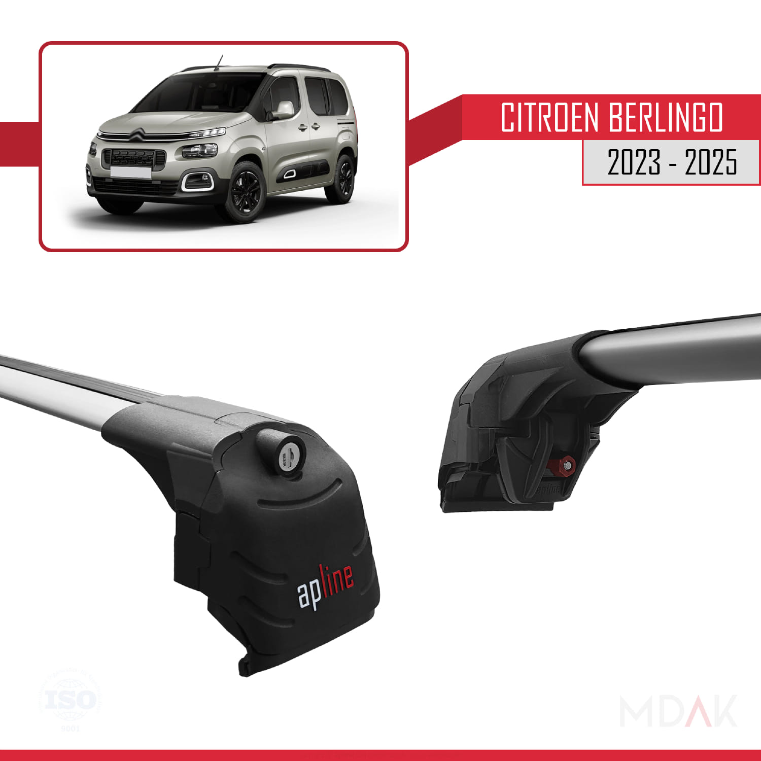 Citroen Berlingo 3 (K9) 2023 ve Sonrası ile Uyumlu ACE-2 Ara Atkı Tavan Barı Gri 2 Adet - Görsel 5
