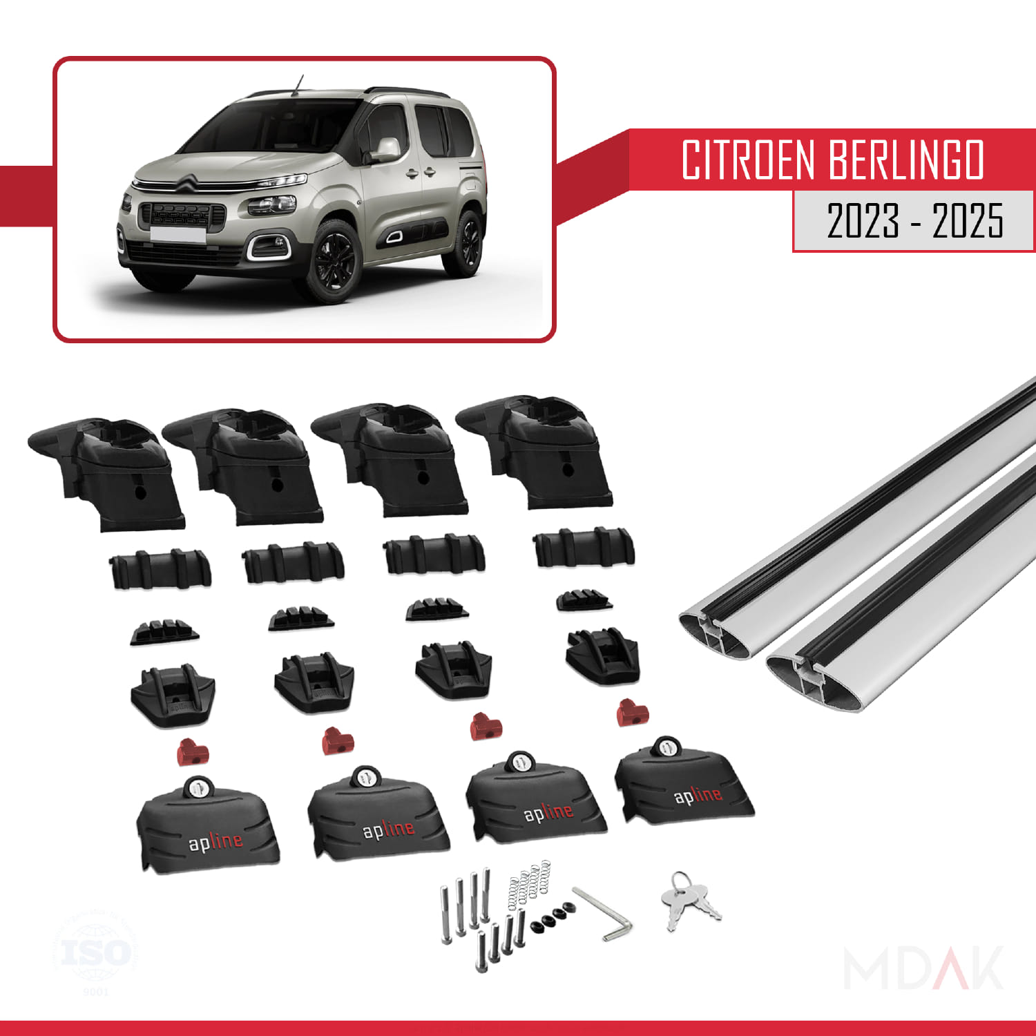 Citroen Berlingo 3 (K9) 2023 ve Sonrası ile Uyumlu ACE-2 Ara Atkı Tavan Barı Gri 2 Adet - Görsel 7