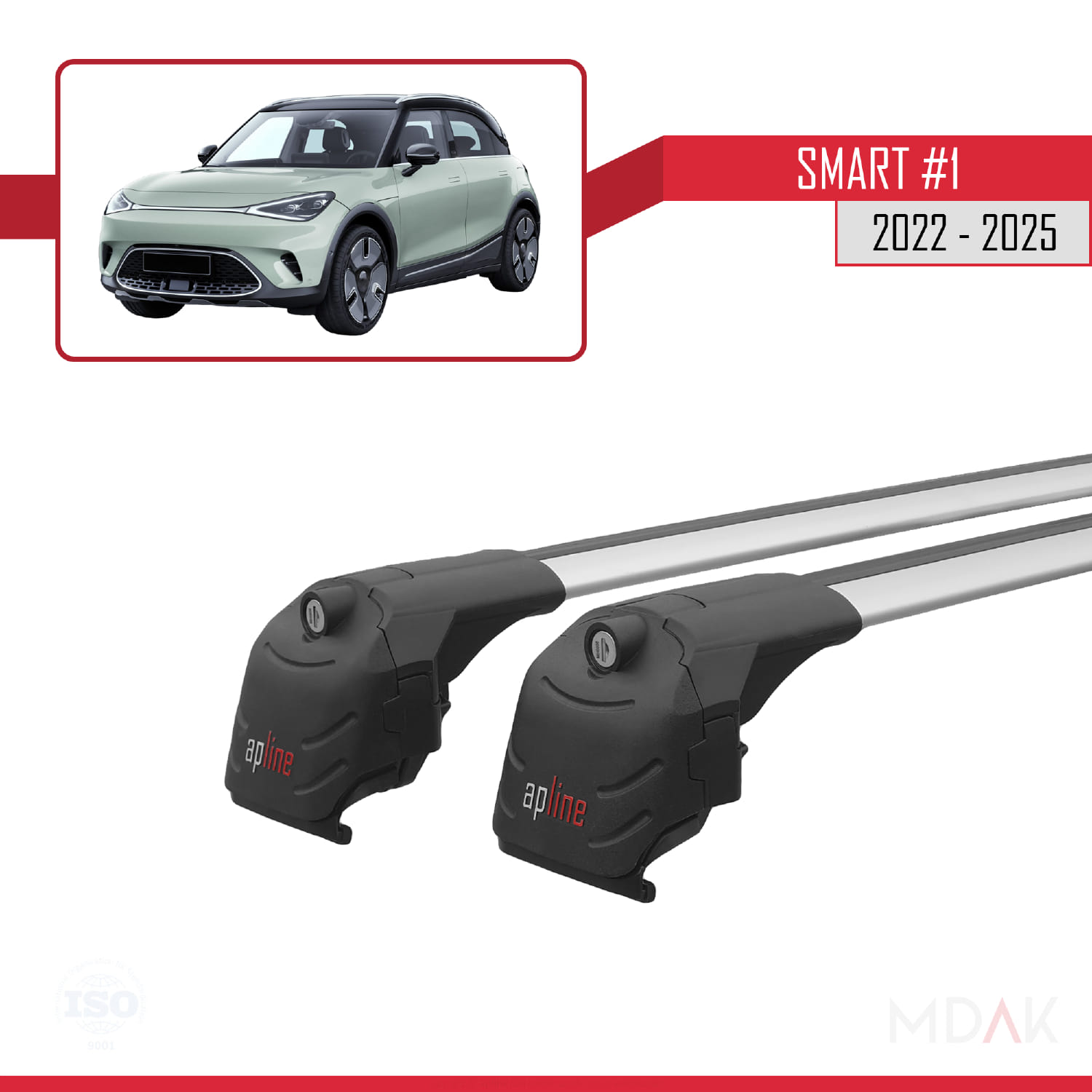 Smart #1 2022 ve Sonrası ile Uyumlu ACE-2 Ara Atkı Tavan Barı Gri 2 Adet - Görsel 3