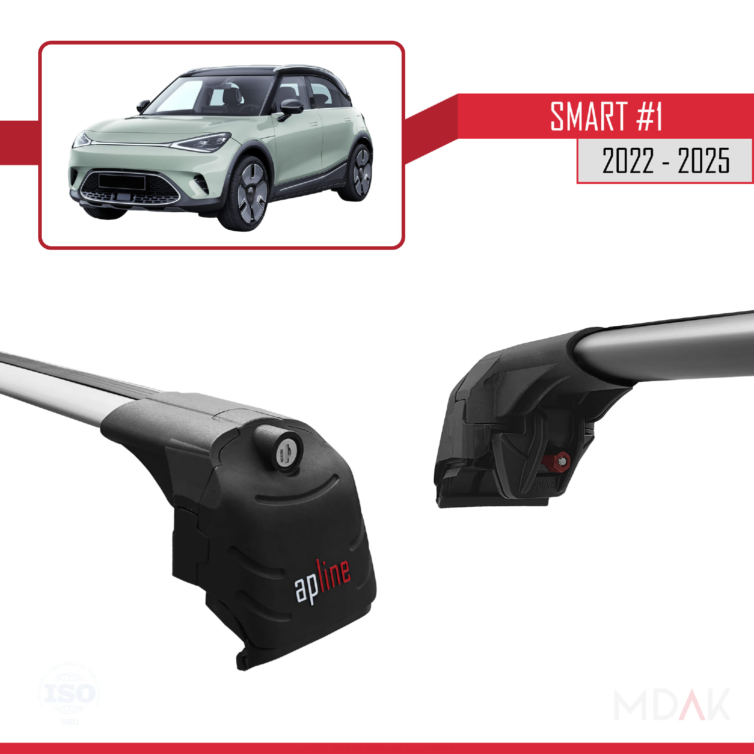 Smart #1 2022 ve Sonrası ile Uyumlu ACE-2 Ara Atkı Tavan Barı Gri 2 Adet - Görsel 4
