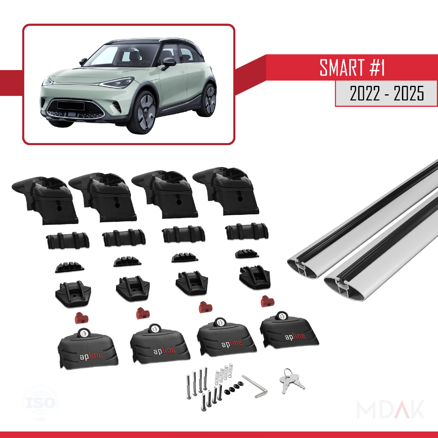 Smart #1 2022 ve Sonrası ile Uyumlu ACE-2 Ara Atkı Tavan Barı Gri 2 Adet - Görsel 6