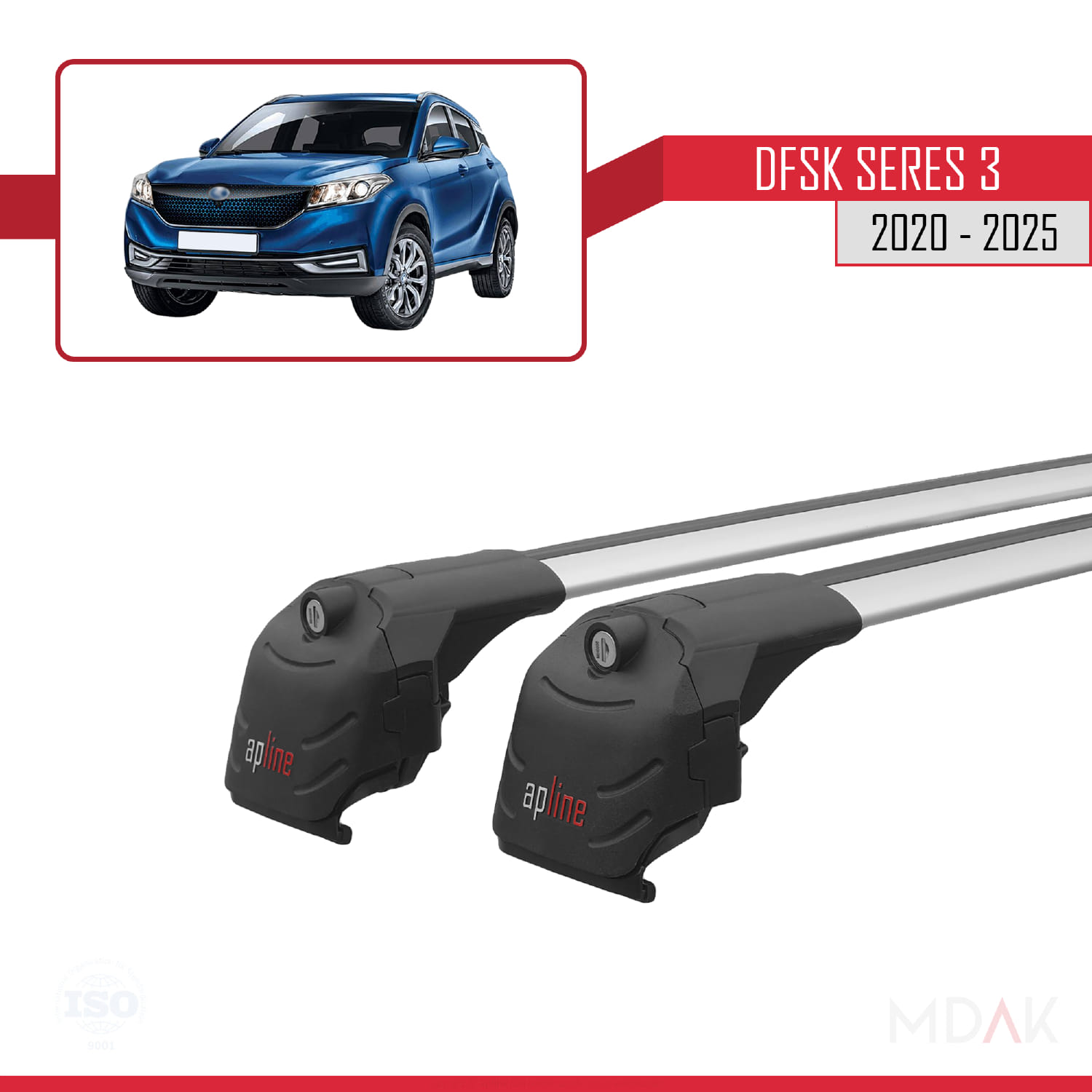 DFSK Glory/Seres 3 2020 ve Sonrası ile Uyumlu ACE-2 Ara Atkı Tavan Barı Gri 2 Adet - Görsel 3