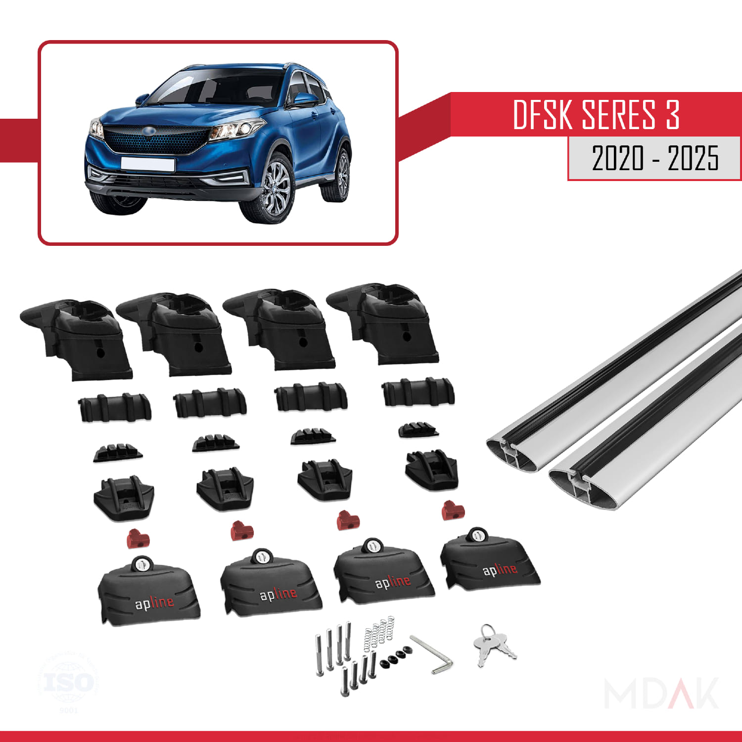DFSK Glory/Seres 3 2020 ve Sonrası ile Uyumlu ACE-2 Ara Atkı Tavan Barı Gri 2 Adet - Görsel 6