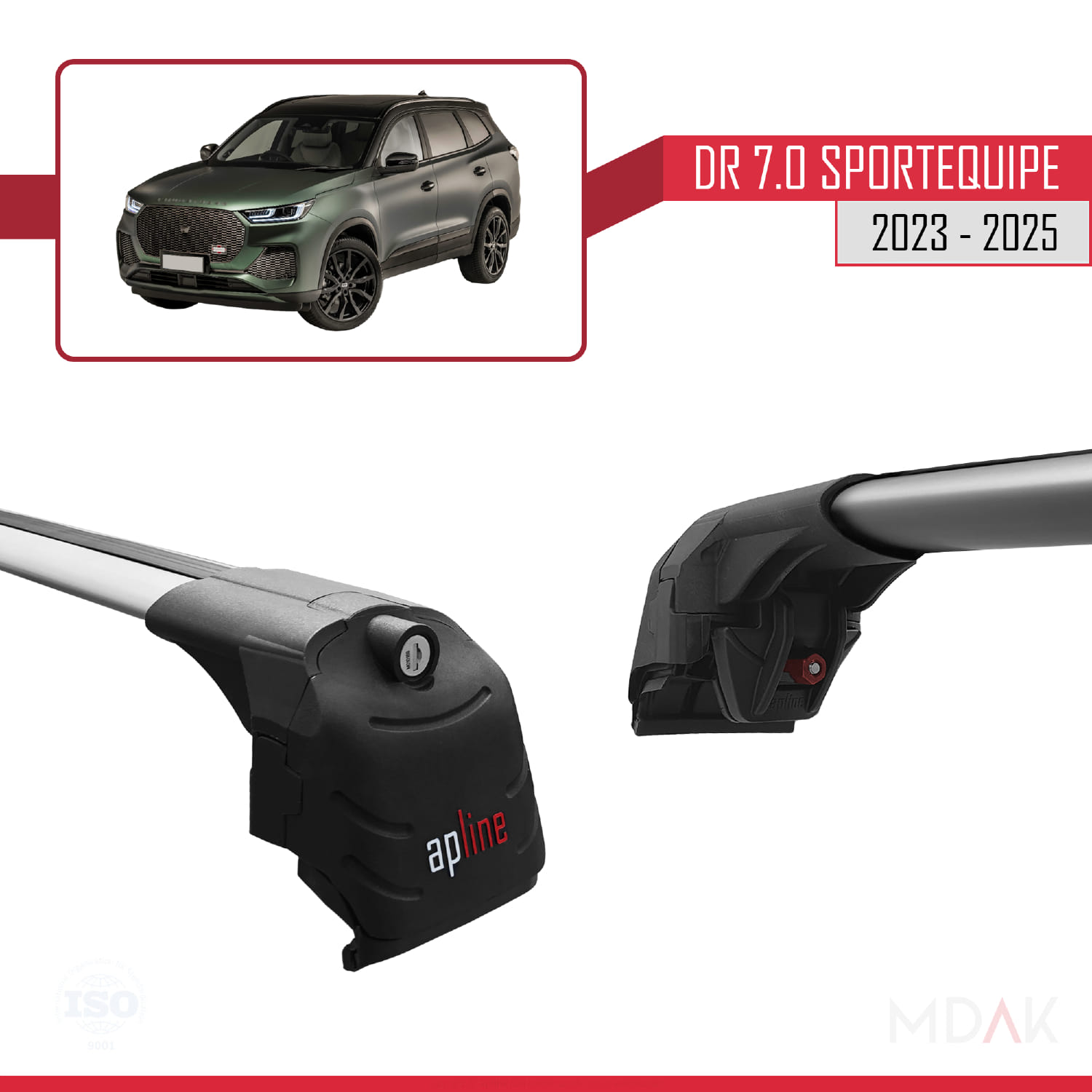 DR 7.0 Sportequipe 7 (It) 2023 ve Sonrası ile Uyumlu ACE-2 Ara Atkı Tavan Barı Gri 2 Adet - Görsel 4