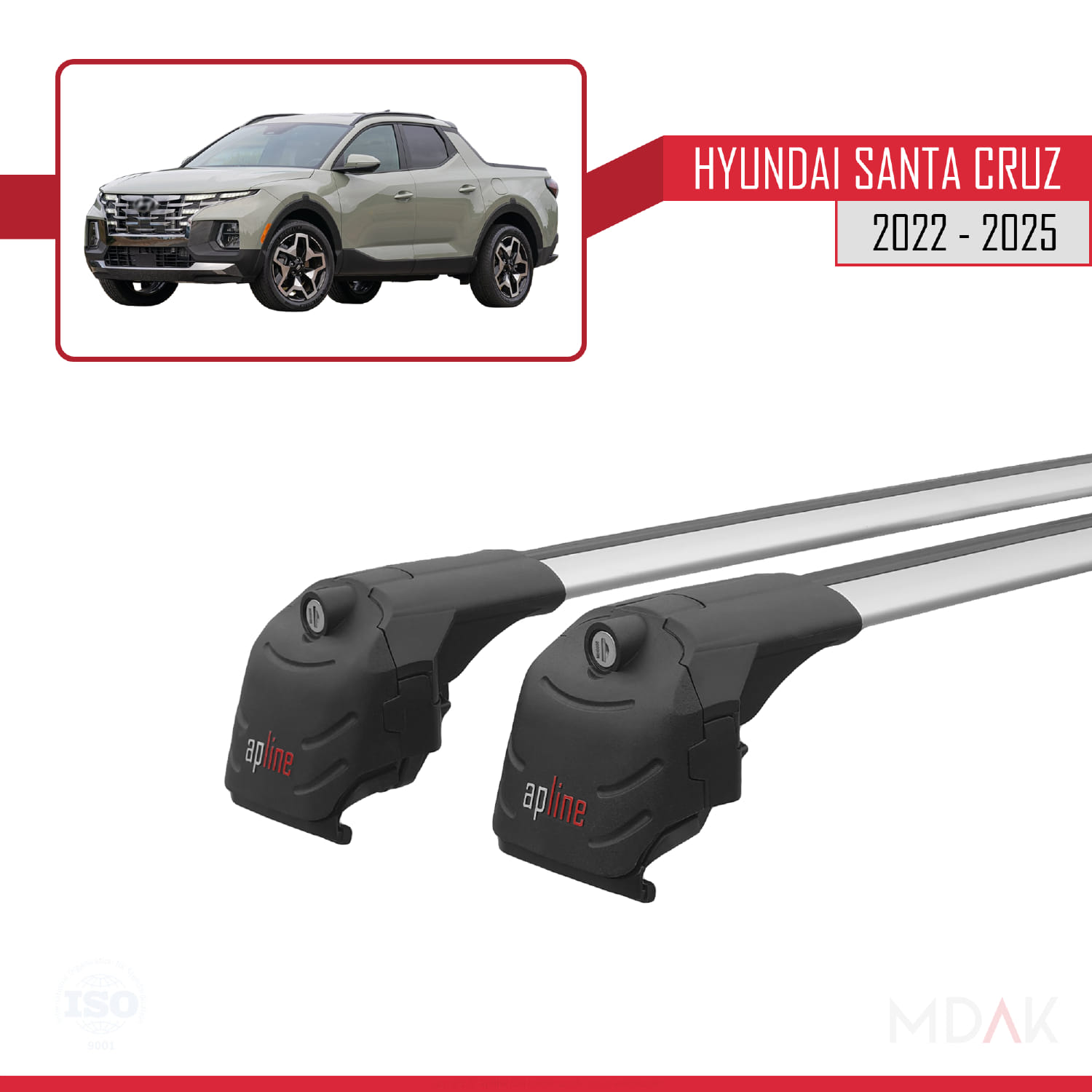 Hyundai Santa Cruz (NX4A OB) 2022 ve Sonrası ile Uyumlu ACE-2 Ara Atkı Tavan Barı Gri 2 Adet - Görsel 3