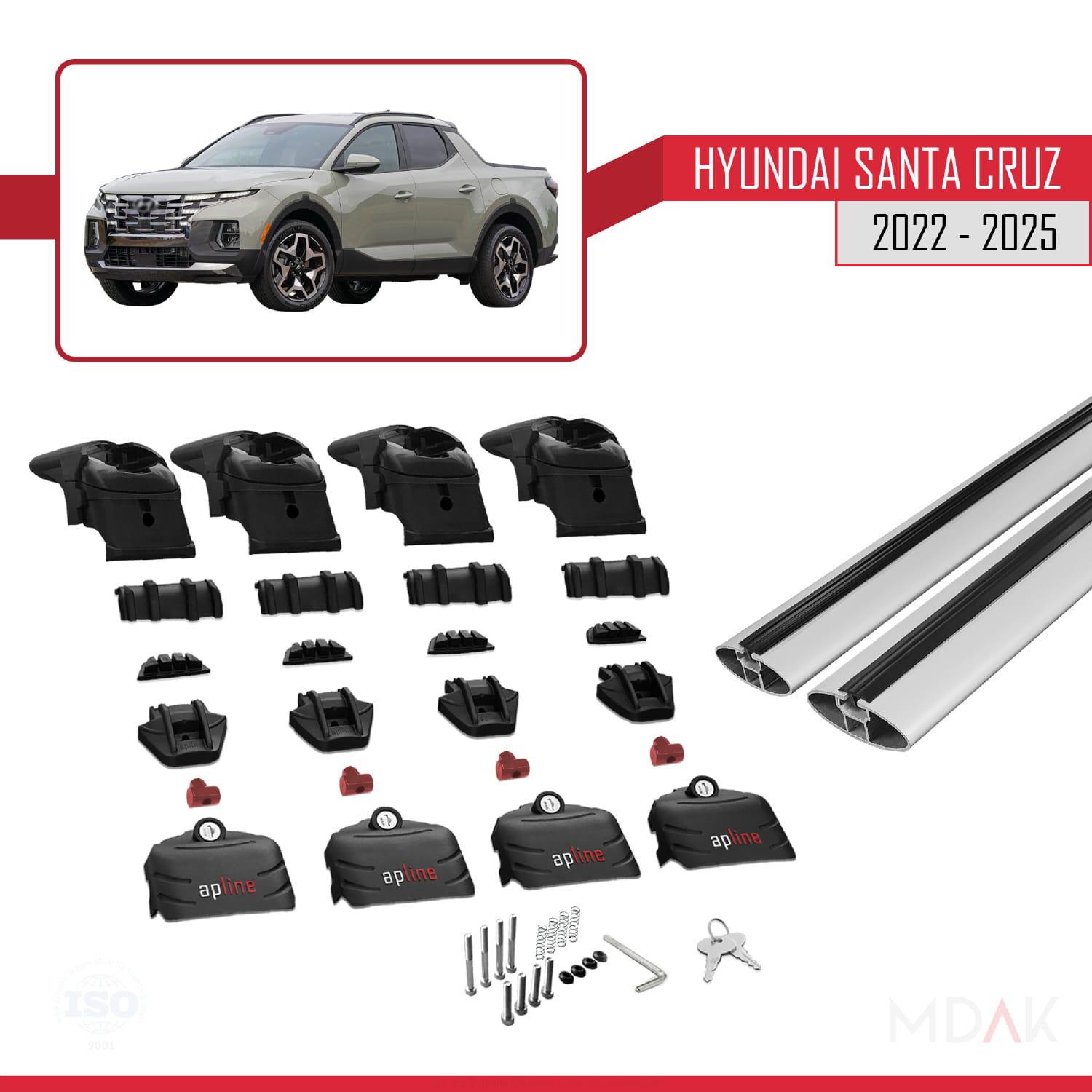 Hyundai Santa Cruz (NX4A OB) 2022 ve Sonrası ile Uyumlu ACE-2 Ara Atkı Tavan Barı Gri 2 Adet - Görsel 6