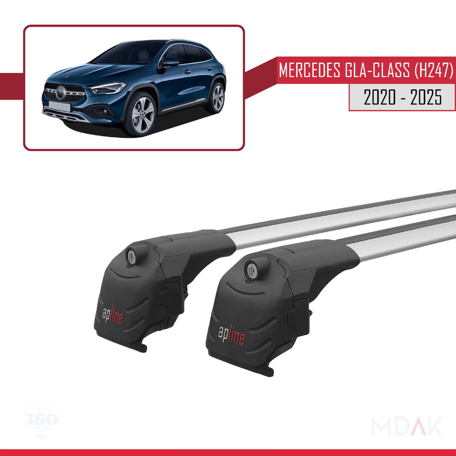 Mercedes GLA Class 2 (H247) 2020 ve Sonrası ile Uyumlu ACE-2 Ara Atkı Tavan Barı Gri 2 Adet - Görsel 3