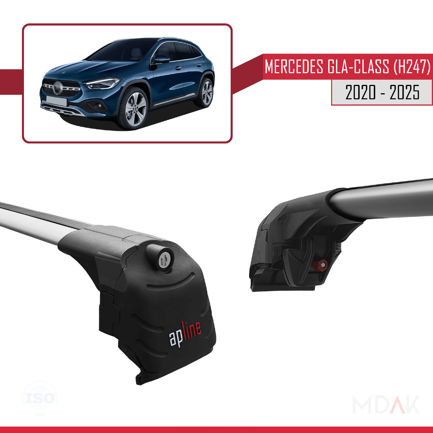 Mercedes GLA Class 2 (H247) 2020 ve Sonrası ile Uyumlu ACE-2 Ara Atkı Tavan Barı Gri 2 Adet - Görsel 4