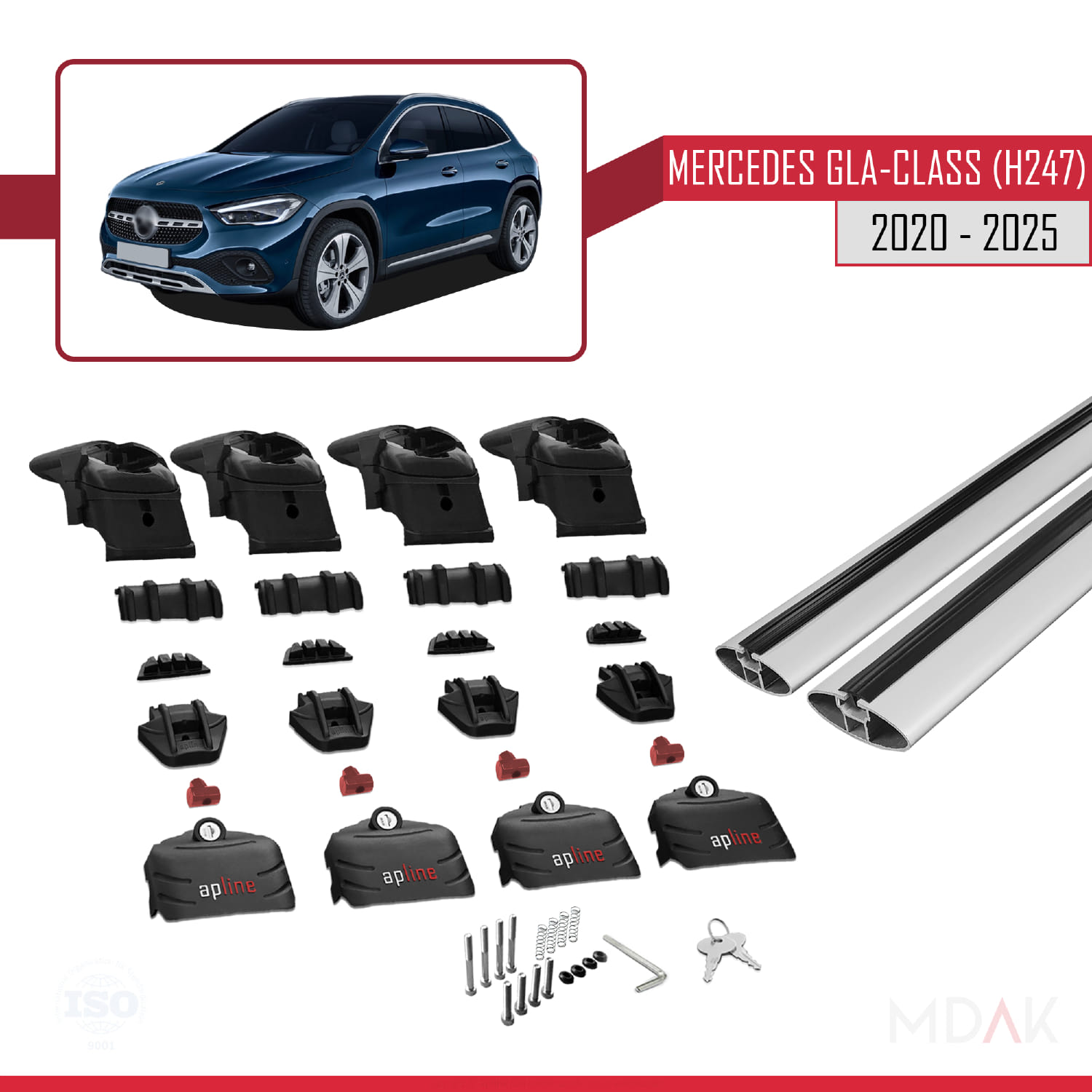 Mercedes GLA Class 2 (H247) 2020 ve Sonrası ile Uyumlu ACE-2 Ara Atkı Tavan Barı Gri 2 Adet - Görsel 6