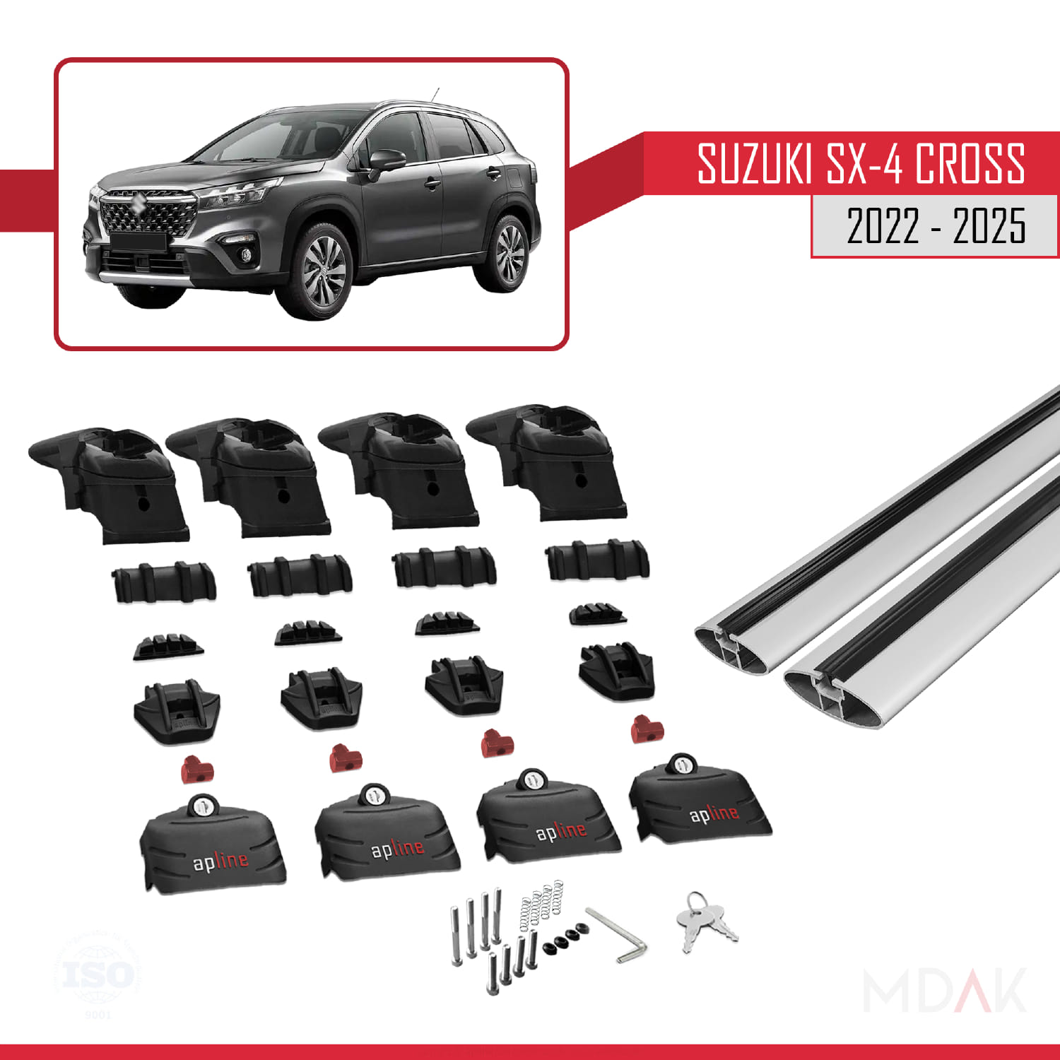 Suzuki SX4 S-Cross 4 (JY) 2022 ve Sonrası ile Uyumlu ACE-2 Ara Atkı Tavan Barı Gri 2 Adet - Görsel 6