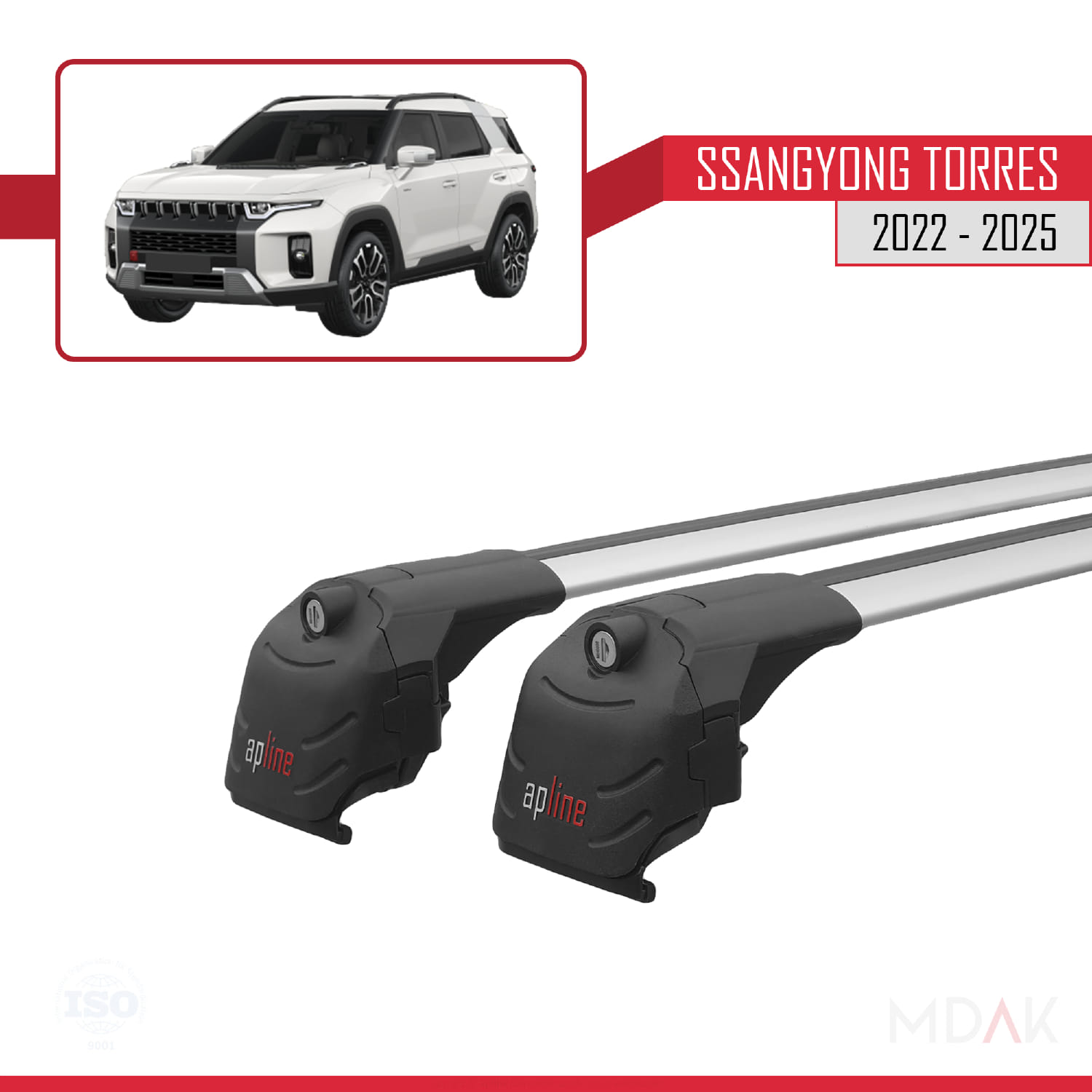 SsangYong Torres 2022 ve Sonrası ile Uyumlu ACE-2 Ara Atkı Tavan Barı Gri 2 Adet - Görsel 3