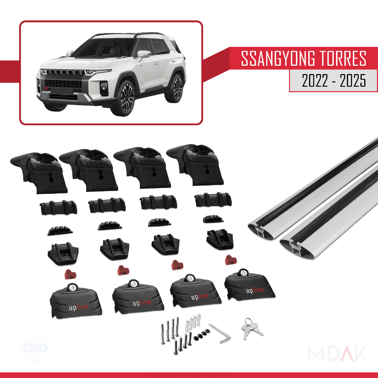 SsangYong Torres 2022 ve Sonrası ile Uyumlu ACE-2 Ara Atkı Tavan Barı Gri 2 Adet - Görsel 6