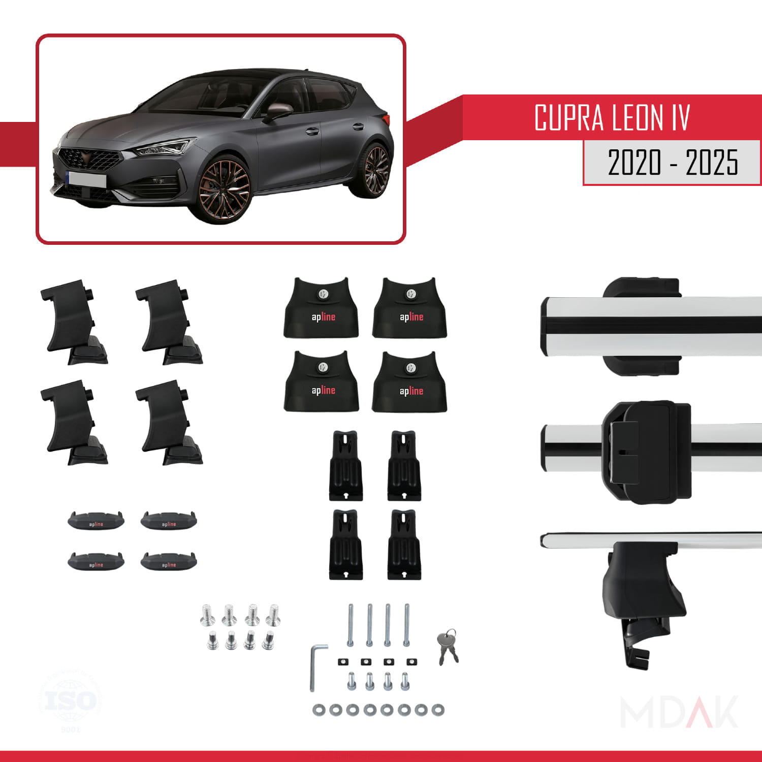 Seat/Cupra Leon 4 2020 ve Sonrası ile Uyumlu ACE-4 Ara Atkı Tavan Barı Gri 2 Adet - Görsel 5