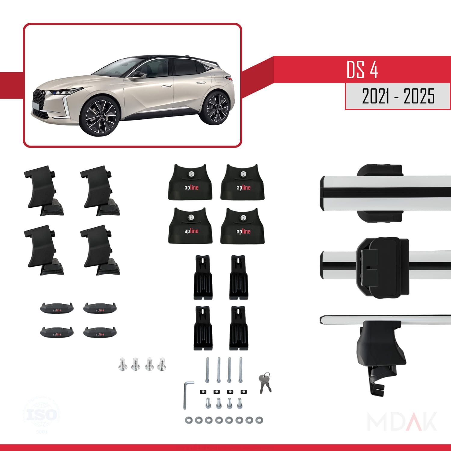 DS 4 II 2021 ve Sonrası ile Uyumlu ACE-4 Ara Atkı Tavan Barı Gri 2 Adet - Görsel 5