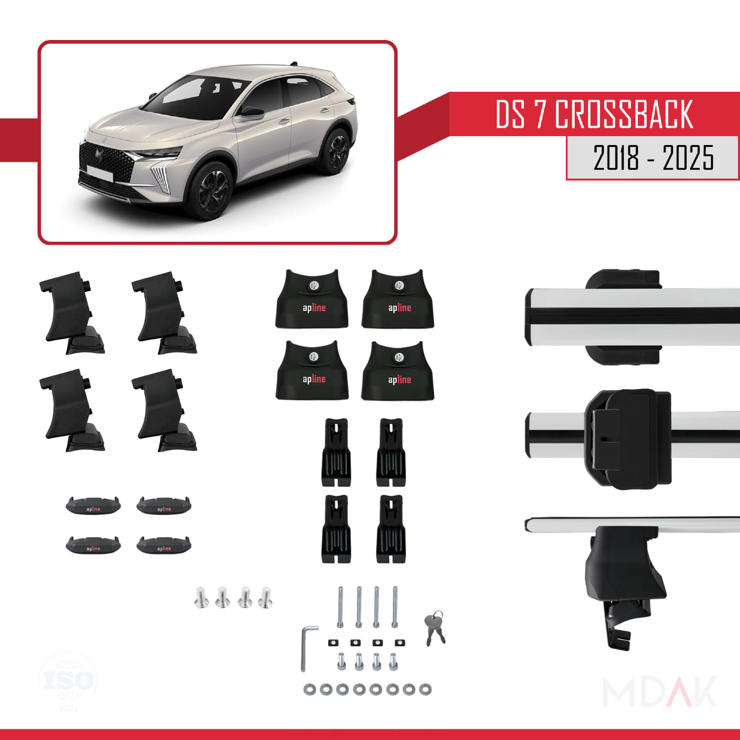 DS 7 Crossback 2018 ve Sonrası ile Uyumlu ACE-4 Ara Atkı Tavan Barı Gri 2 Adet - Görsel 5