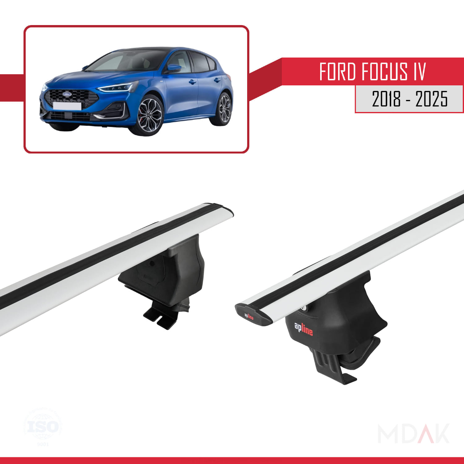 Ford Focus 4 (C519) 2018 ve Sonrası ile Uyumlu ACE-4 Ara Atkı Tavan Barı Gri 2 Adet - Görsel 4