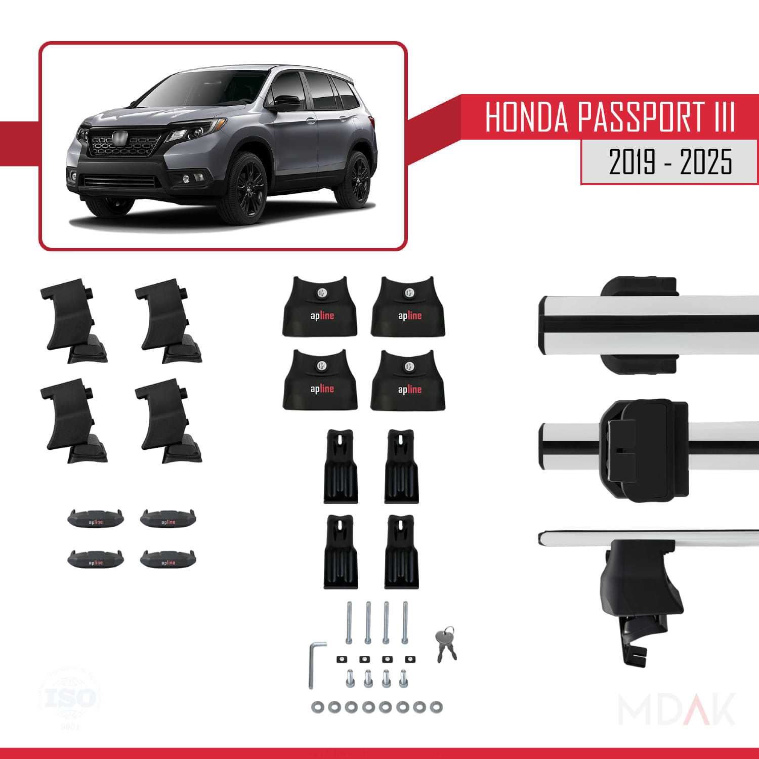 Honda Passport 3 (YF7/8) 2019 ve Sonrası ile Uyumlu ACE-4 Ara Atkı Tavan Barı Gri 2 Adet - Görsel 5