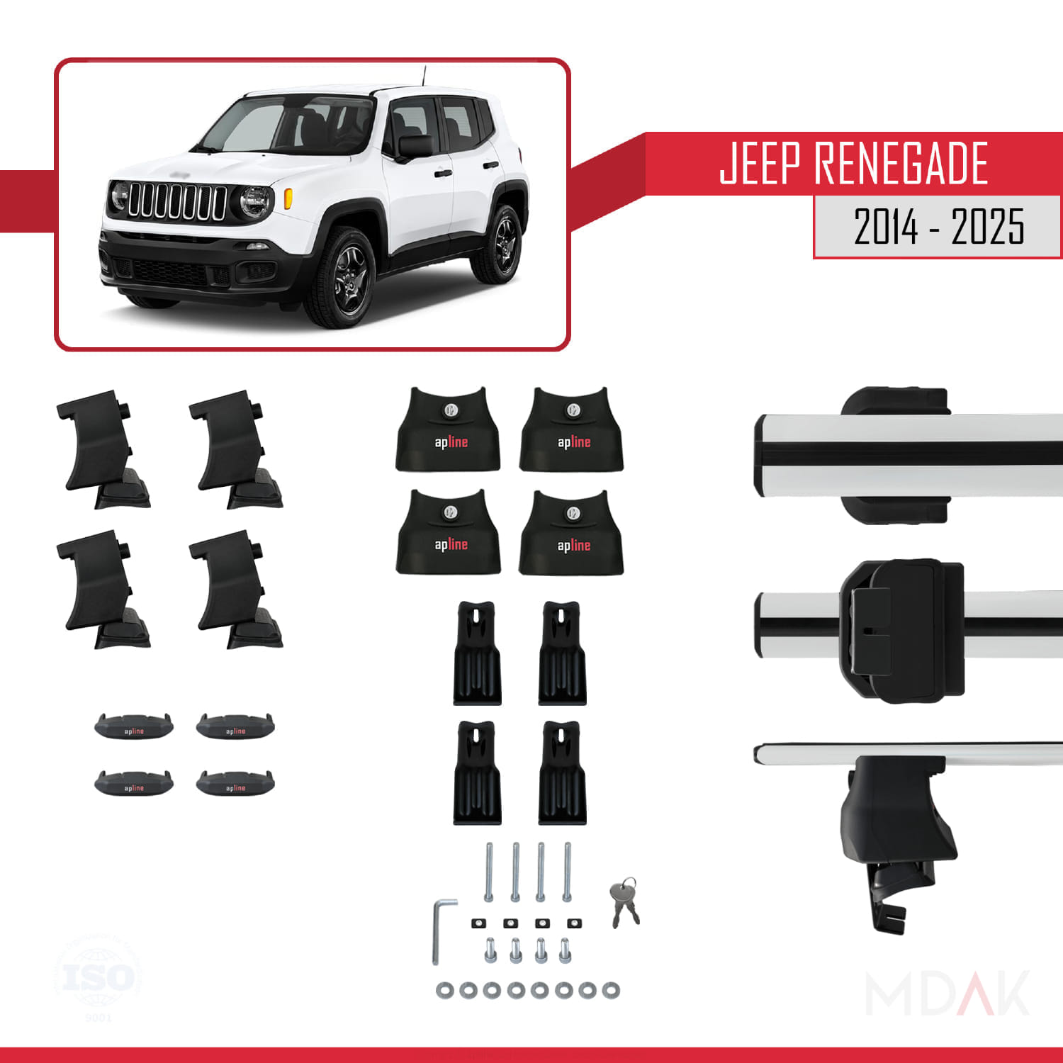Jeep Renegade (BU) 2014 ve Sonrası ile Uyumlu ACE-4 Ara Atkı Tavan Barı Gri 2 Adet - Görsel 5
