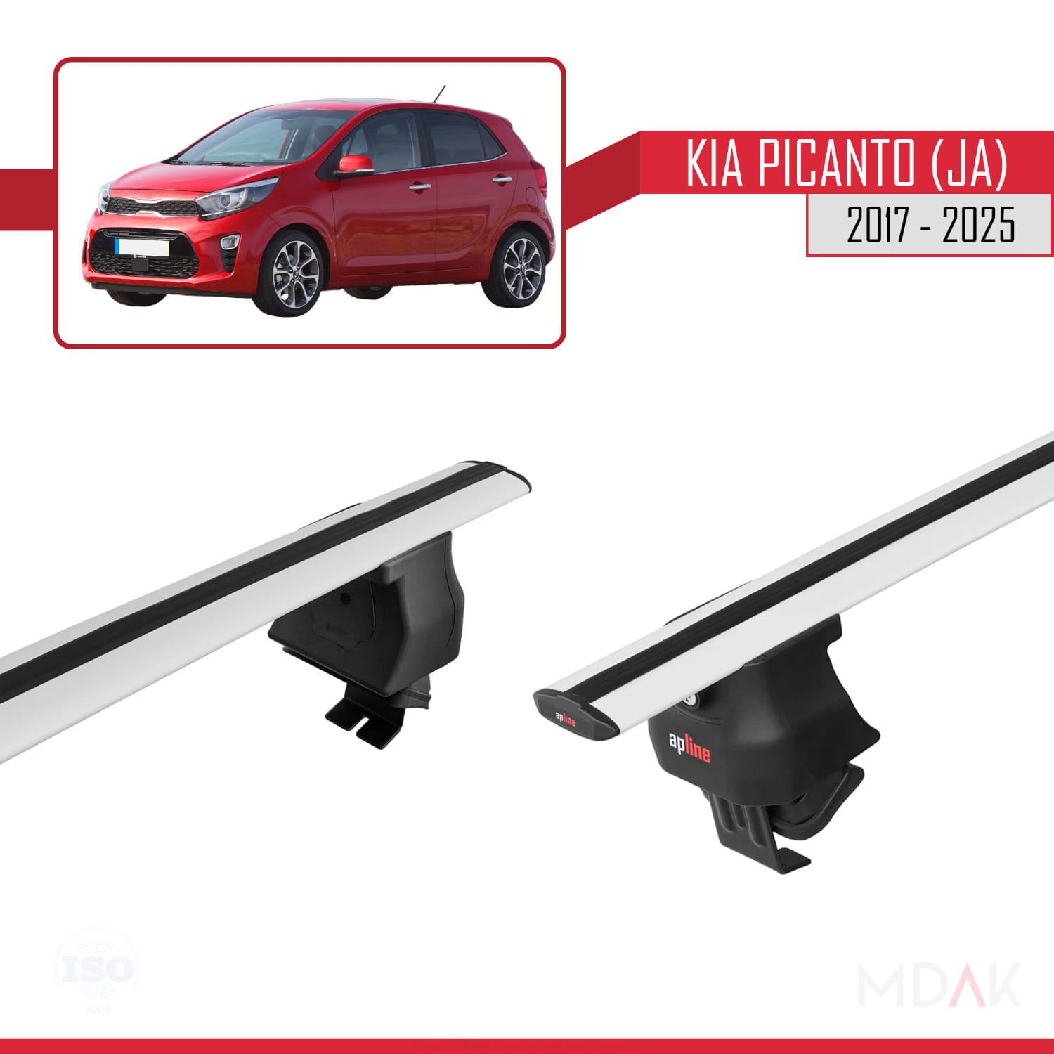 Kia Picanto 3 (JA) 2017 ve Sonrası ile Uyumlu ACE-4 Ara Atkı Tavan Barı Gri 2 Adet - Görsel 4