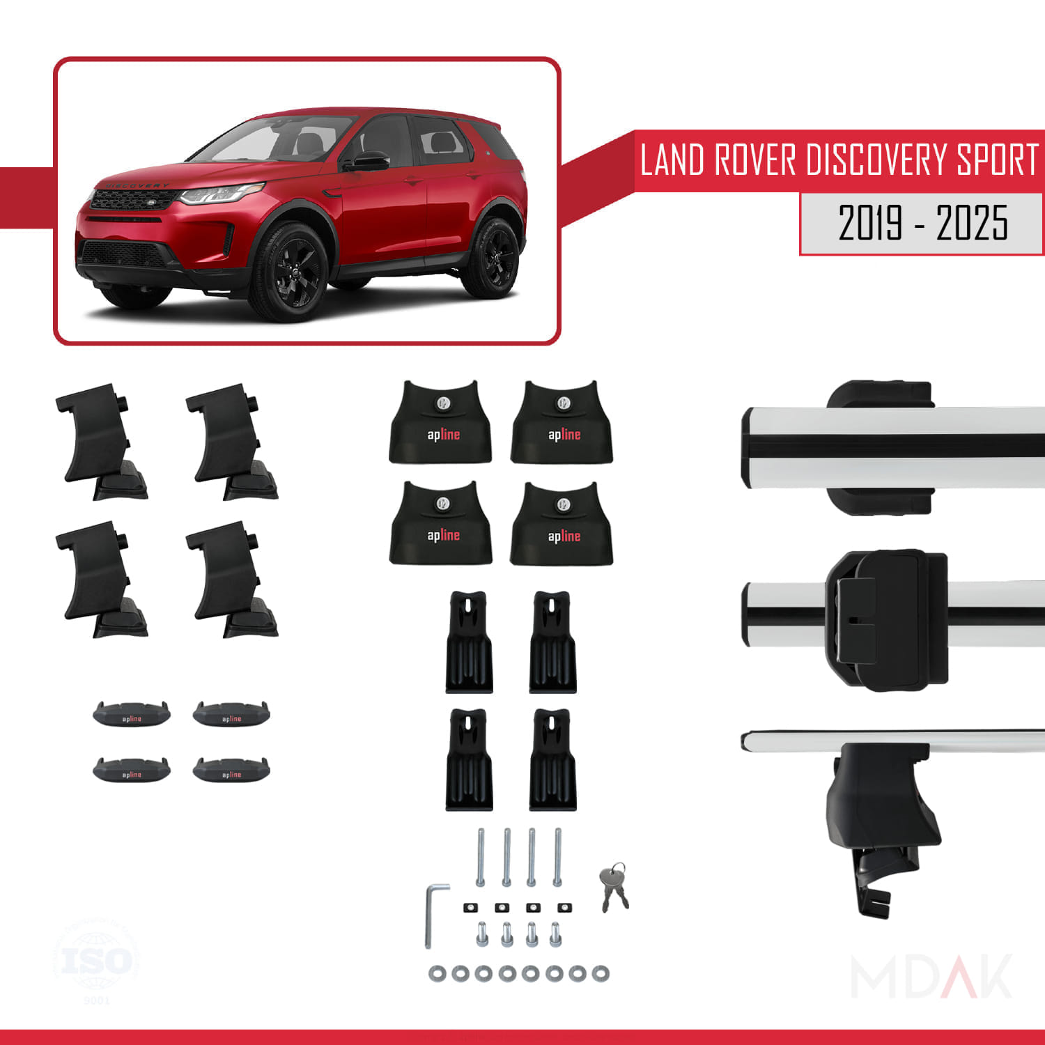 Land Rover Discovery Sport (L550) Post-Facelift 2019 ve Sonrası ile Uyumlu ACE-4 Ara Atkı Tavan Barı Gri 2 Adet - Görsel 5