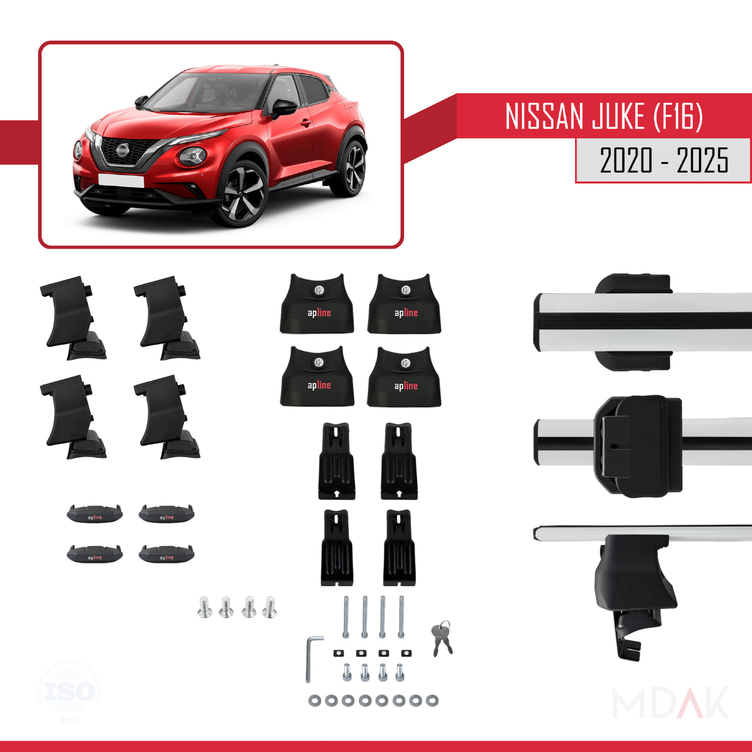 Nissan Juke 2 (F16) 2020 ve Sonrası ile Uyumlu ACE-4 Ara Atkı Tavan Barı Gri 2 Adet - Görsel 6