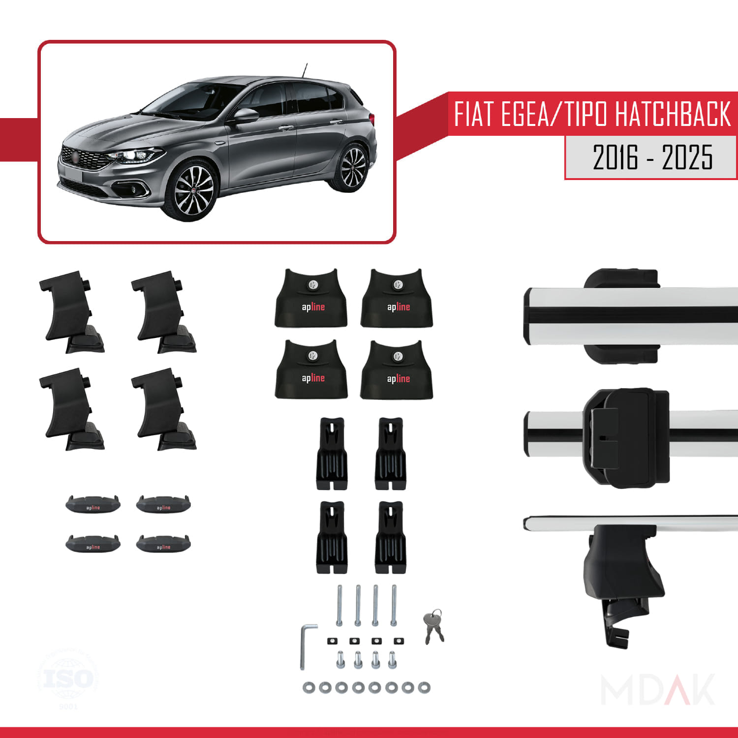 Fiat Egea HB 2016 ve Sonrası ile Uyumlu ACE-4 Ara Atkı Tavan Barı Gri 2 Adet - Görsel 5