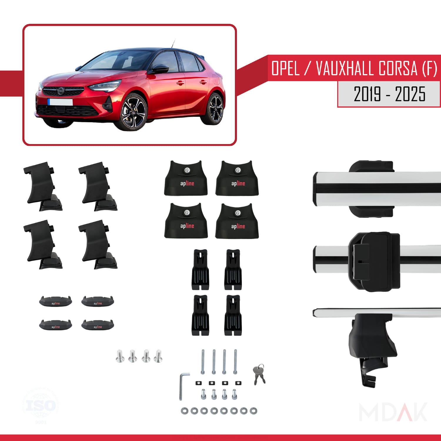 Opel/Vauxhall Corsa F 2019 ve Sonrası ile Uyumlu ACE-4 Ara Atkı Tavan Barı Gri 2 Adet - Görsel 6