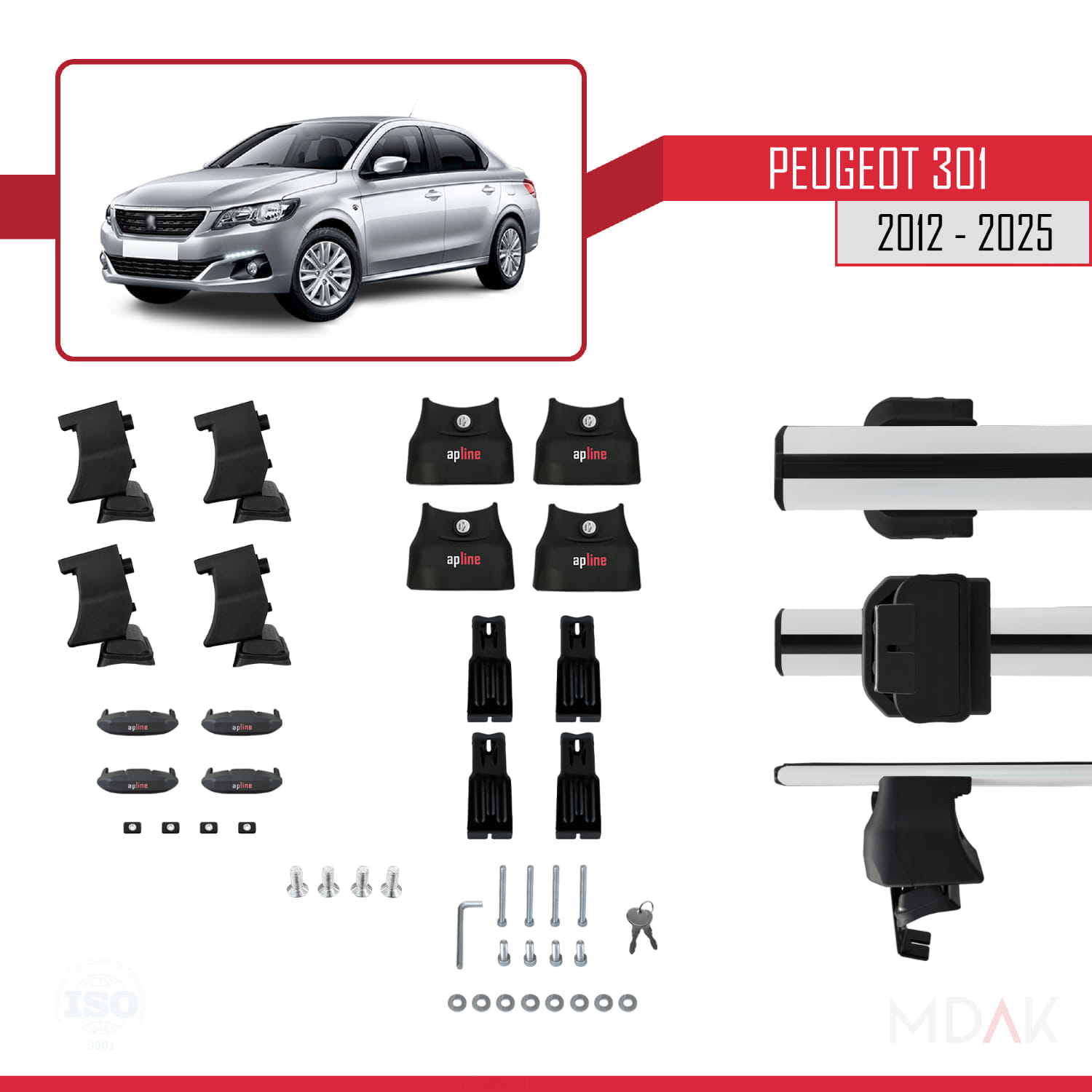 Peugeot 301 2012 ve Sonrası ile Uyumlu ACE-4 Ara Atkı Tavan Barı Gri 2 Adet - Görsel 5