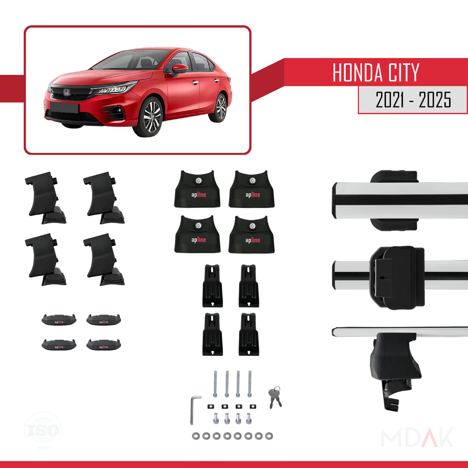 Honda City 2021 ve Sonrası ile Uyumlu ACE-4 Ara Atkı Tavan Barı Gri 2 Adet - Görsel 6