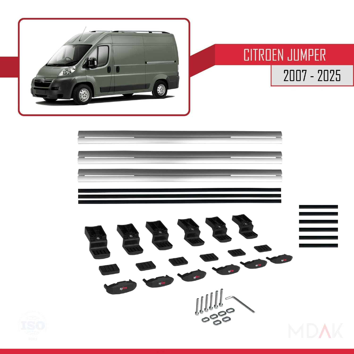 Citroen Jumper 2 2007 ve Sonrası ile Uyumlu BASIC Model Ara Atkı Tavan Barı Gri 3 Adet - Görsel 6