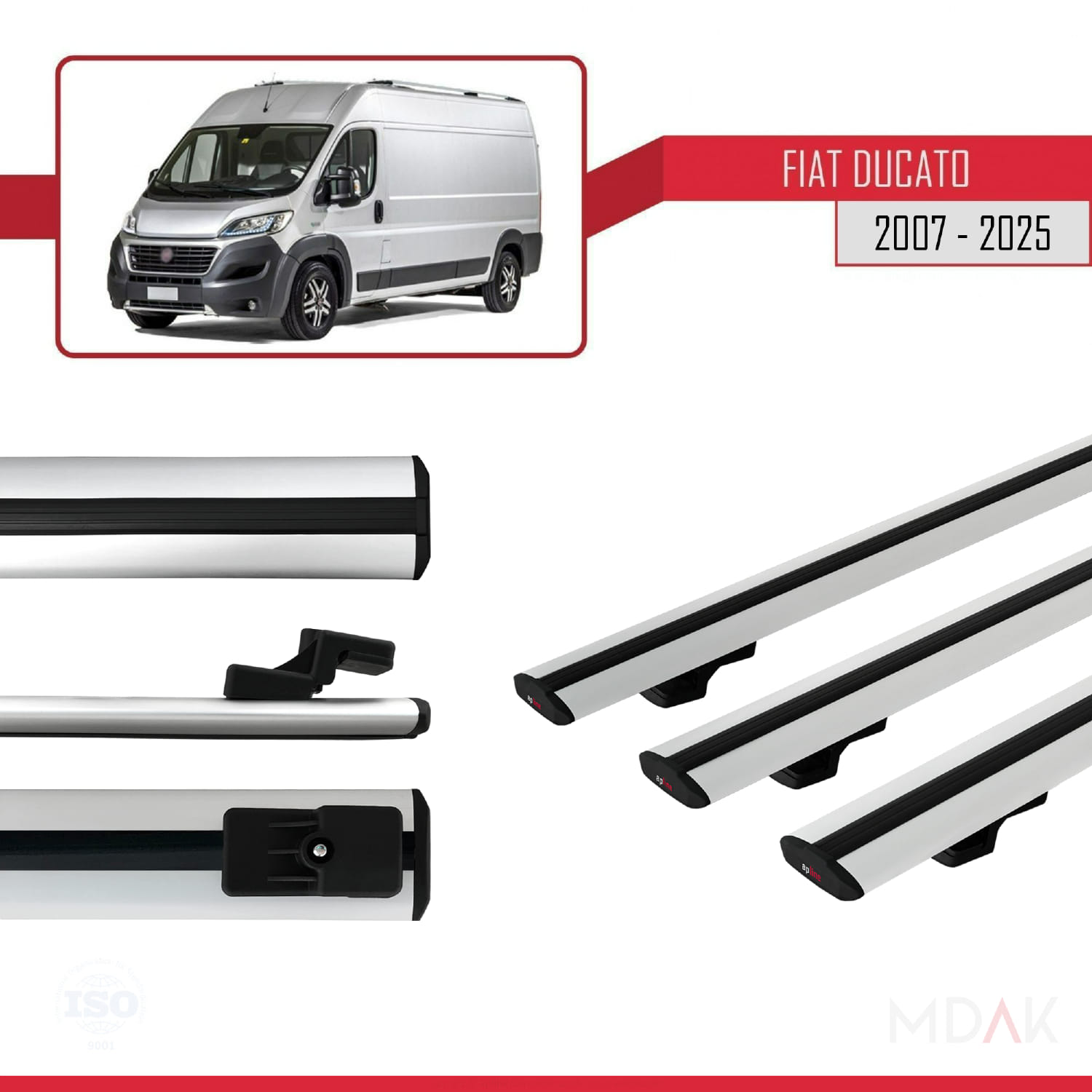 Fiat Ducato 3 2007 ve Sonrası ile Uyumlu BASIC Model Ara Atkı Tavan Barı Gri 3 Adet - Görsel 3