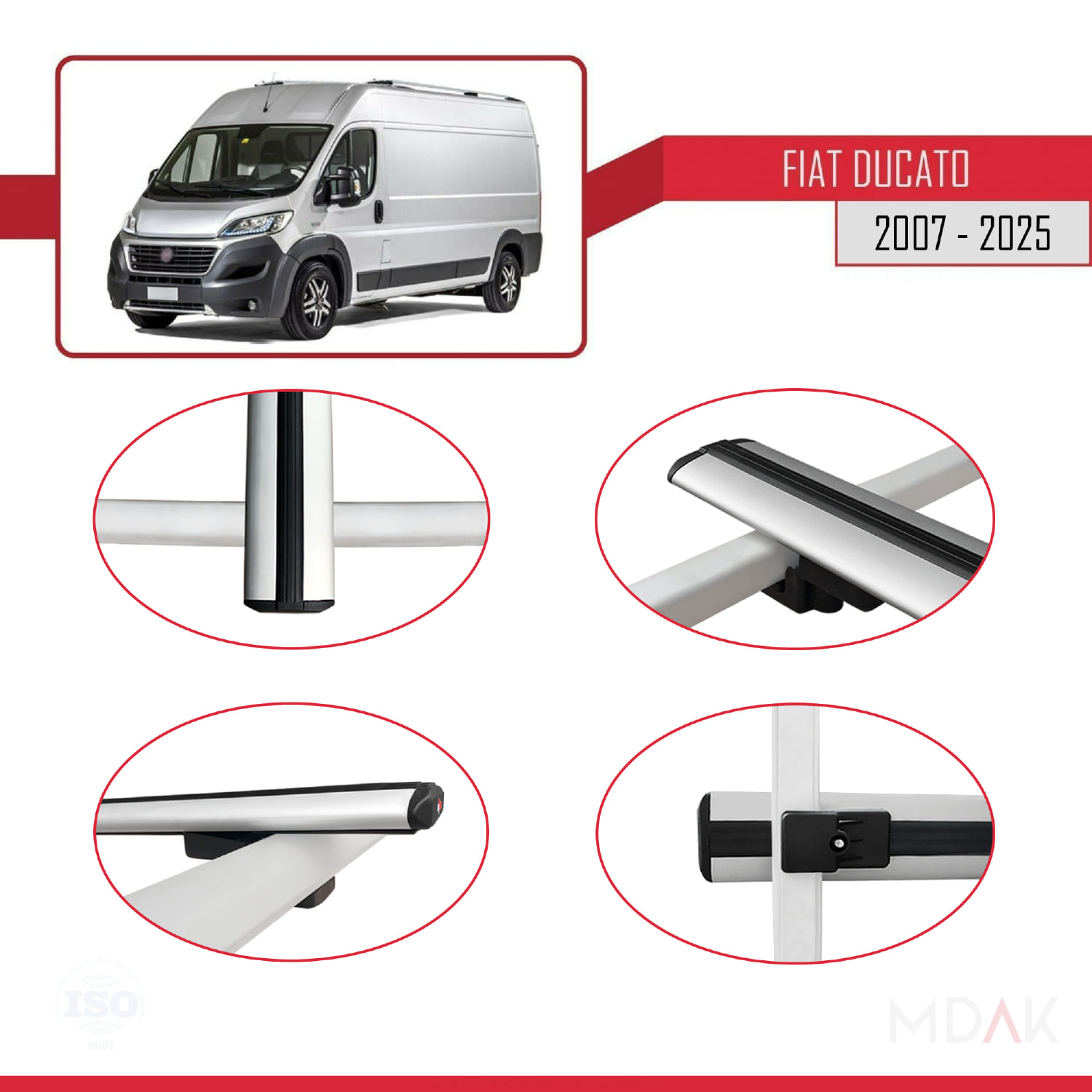 Fiat Ducato 3 2007 ve Sonrası ile Uyumlu BASIC Model Ara Atkı Tavan Barı Gri 3 Adet - Görsel 4