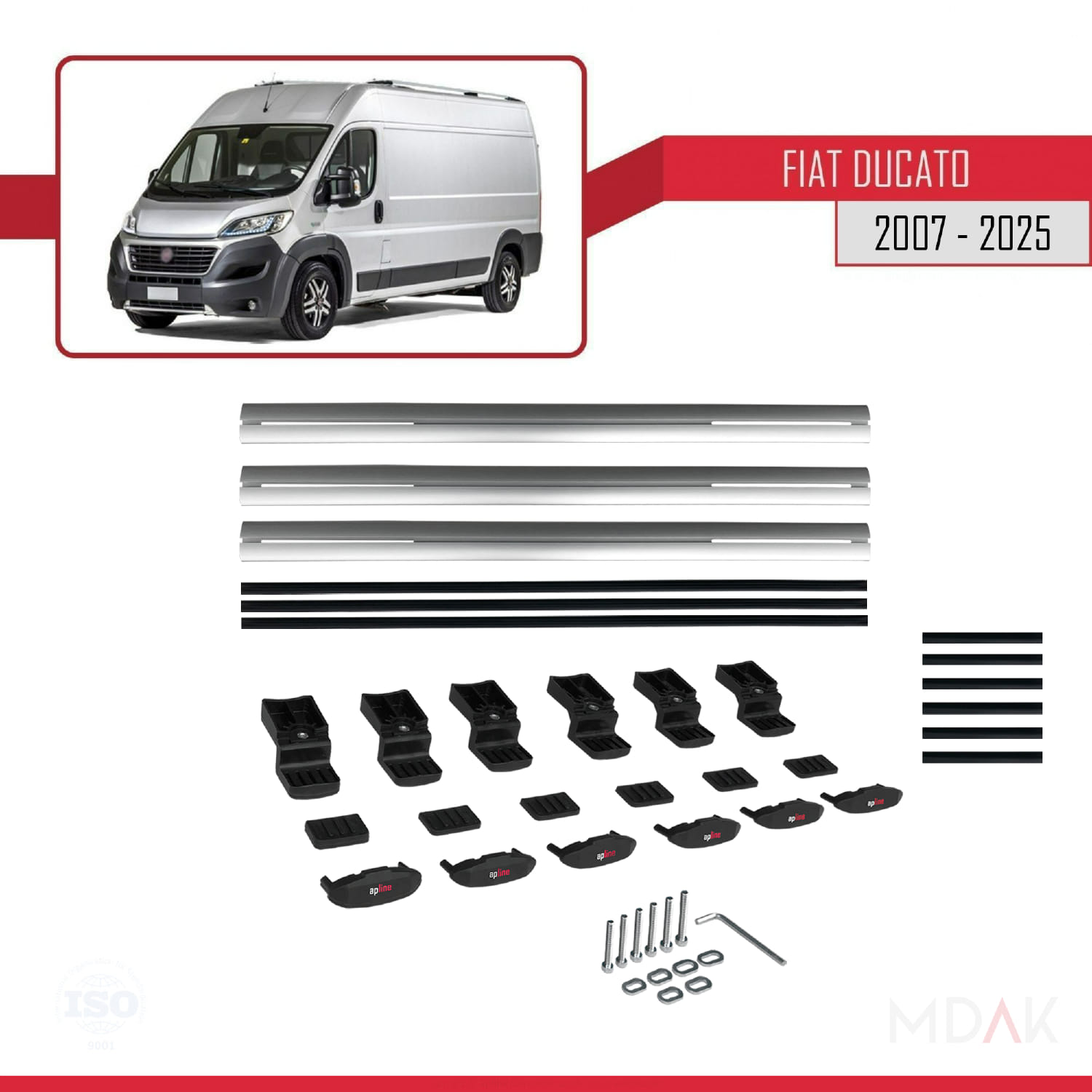 Fiat Ducato 3 2007 ve Sonrası ile Uyumlu BASIC Model Ara Atkı Tavan Barı Gri 3 Adet - Görsel 6