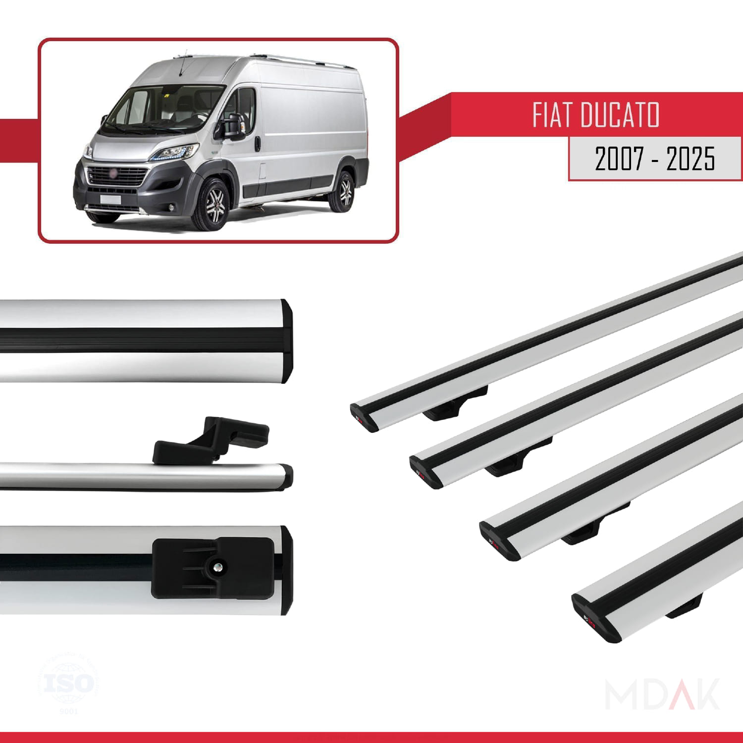 Fiat Ducato 3 2007 ve Sonrası ile Uyumlu BASIC Model Ara Atkı Tavan Barı Gri 4 Adet - Görsel 3