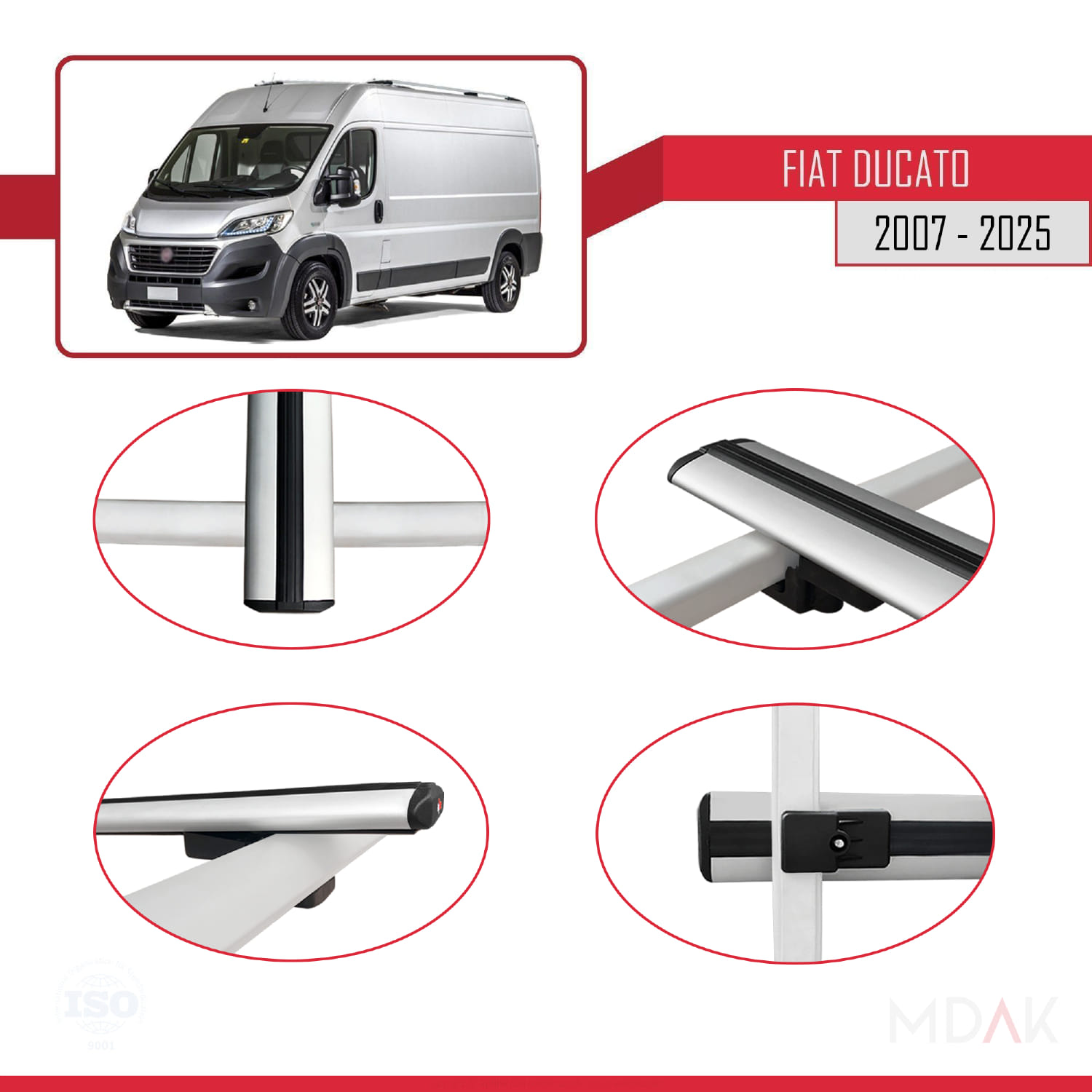 Fiat Ducato 3 2007 ve Sonrası ile Uyumlu BASIC Model Ara Atkı Tavan Barı Gri 4 Adet - Görsel 4