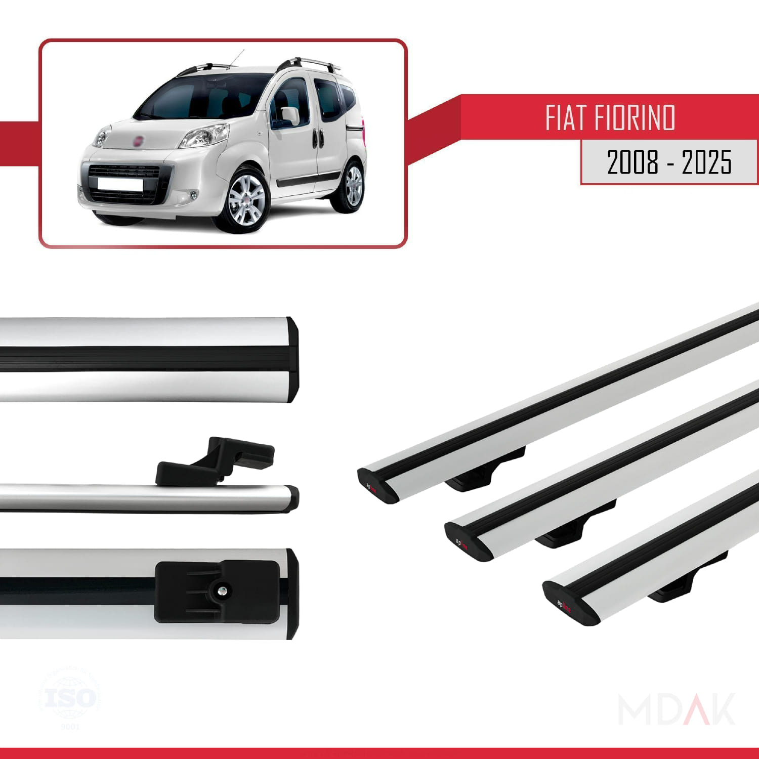 Fiat Fiorino 3 2008 ve Sonrası ile Uyumlu BASIC Model Ara Atkı Tavan Barı Gri 3 Adet - Görsel 3