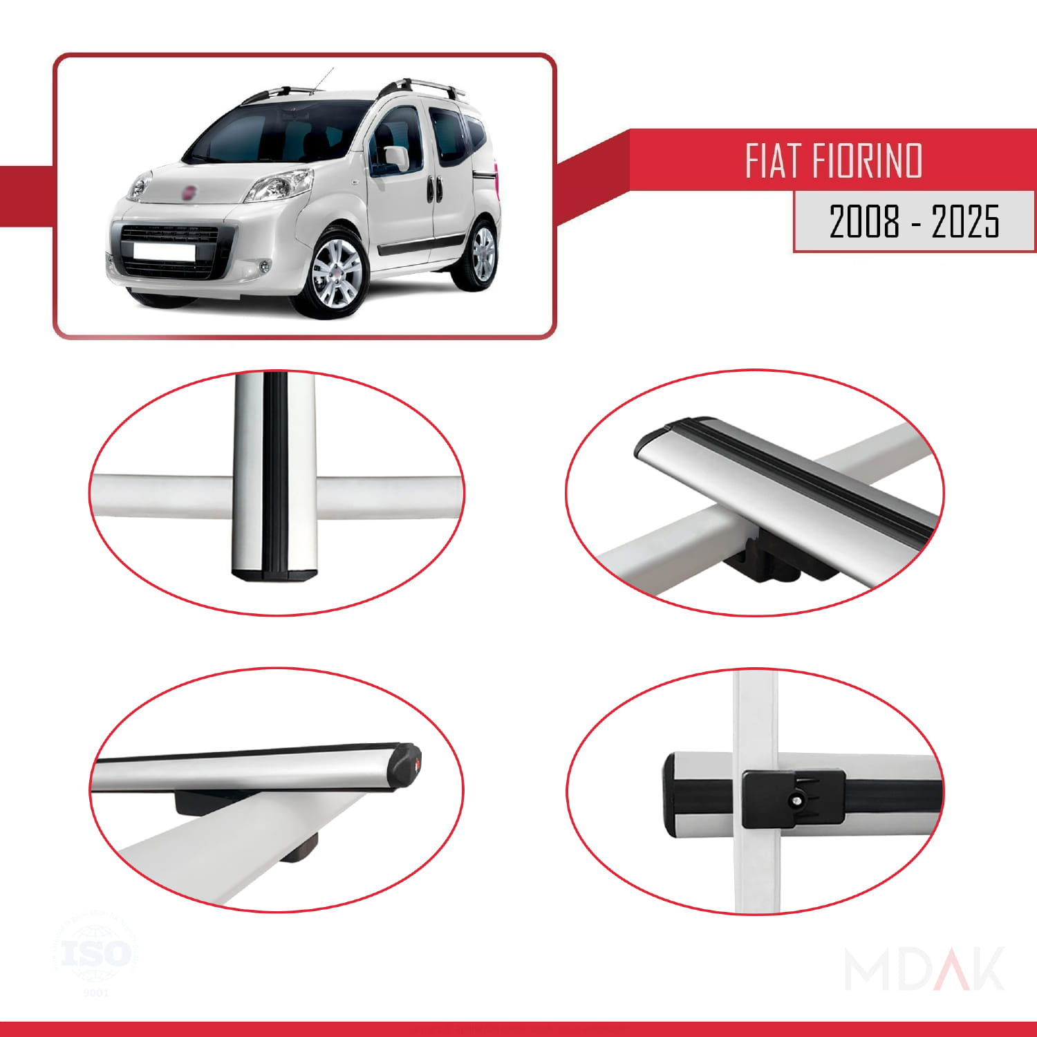 Fiat Fiorino 3 2008 ve Sonrası ile Uyumlu BASIC Model Ara Atkı Tavan Barı Gri 3 Adet - Görsel 4