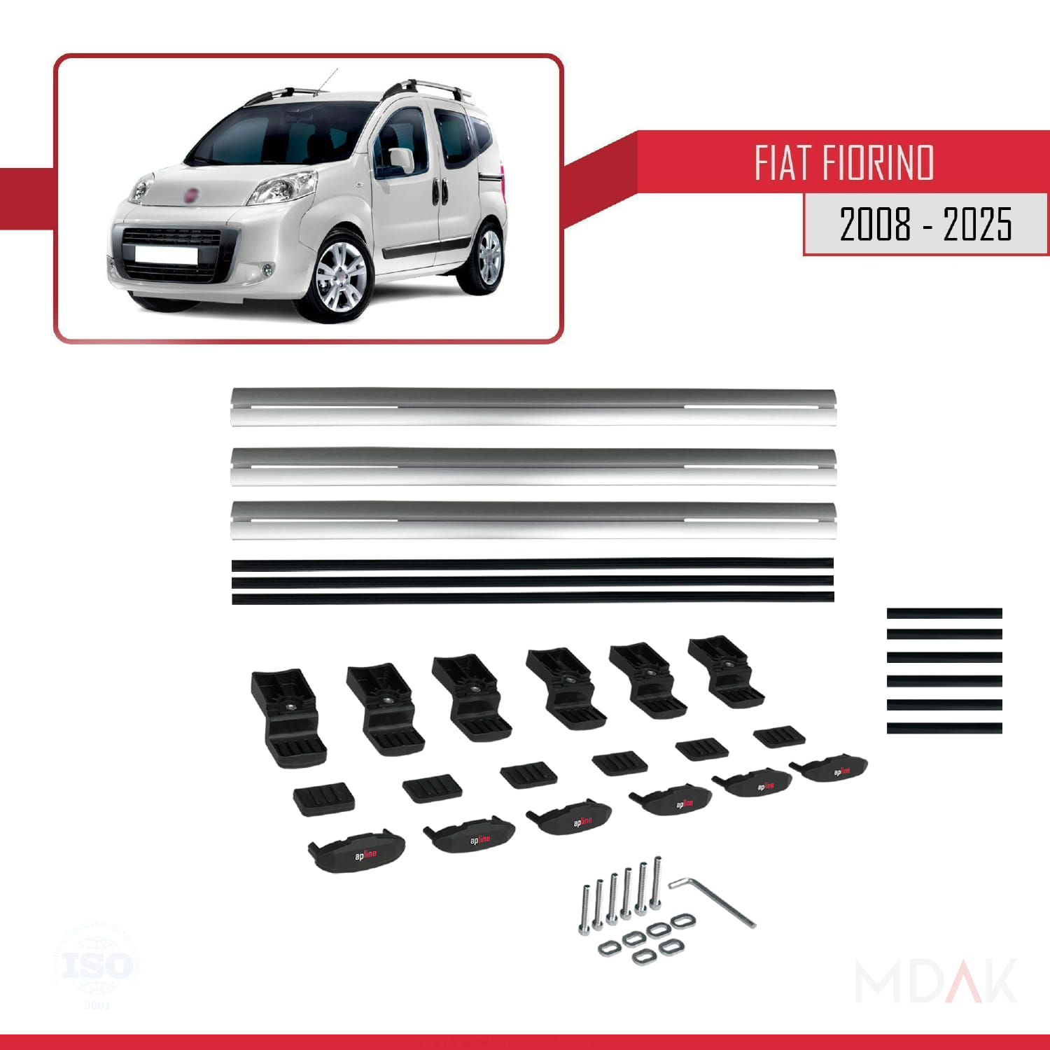 Fiat Fiorino 3 2008 ve Sonrası ile Uyumlu BASIC Model Ara Atkı Tavan Barı Gri 3 Adet - Görsel 6